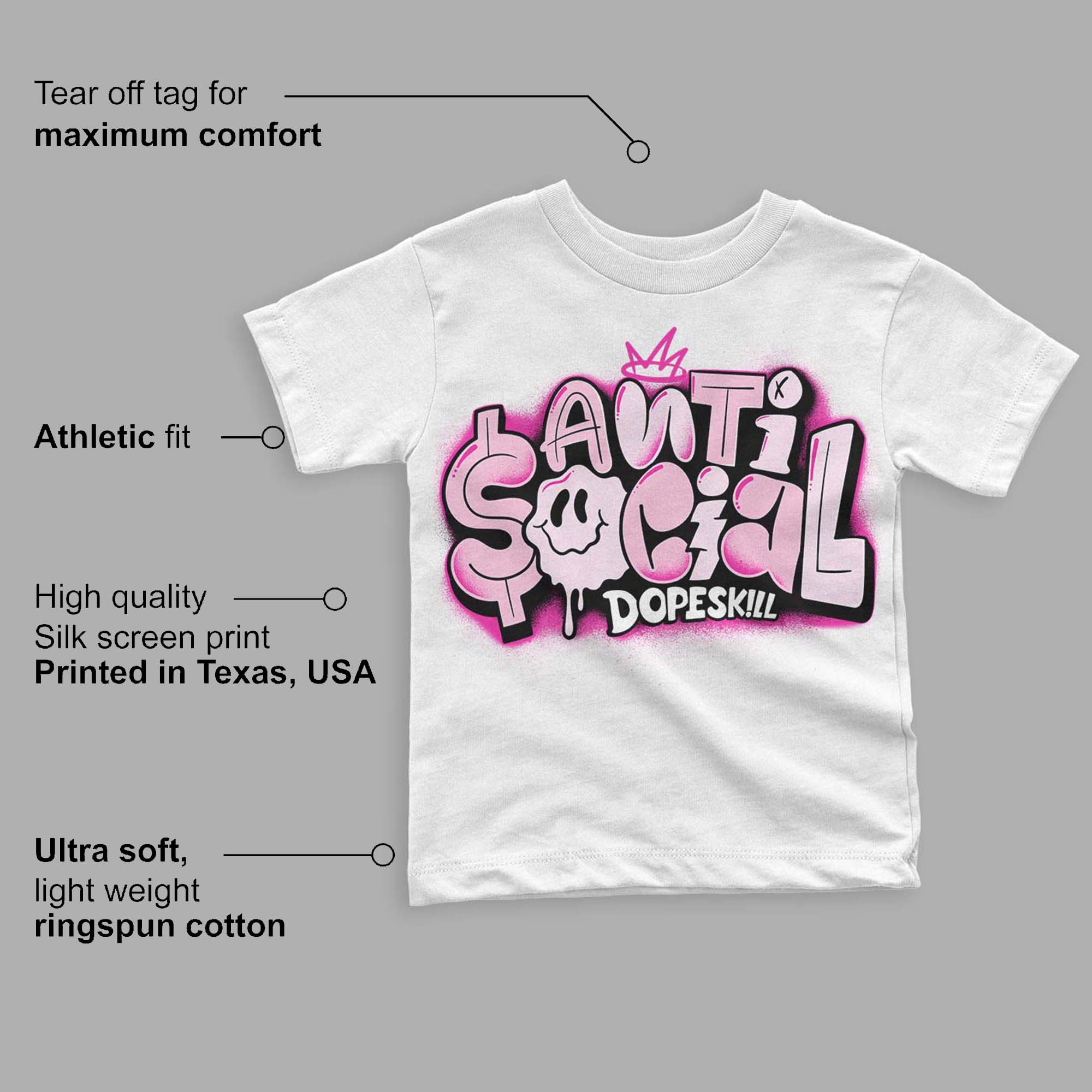 Triple Pink Dunk Low superstreetwear Toddler Kids T-shirt Anti Social Graphic