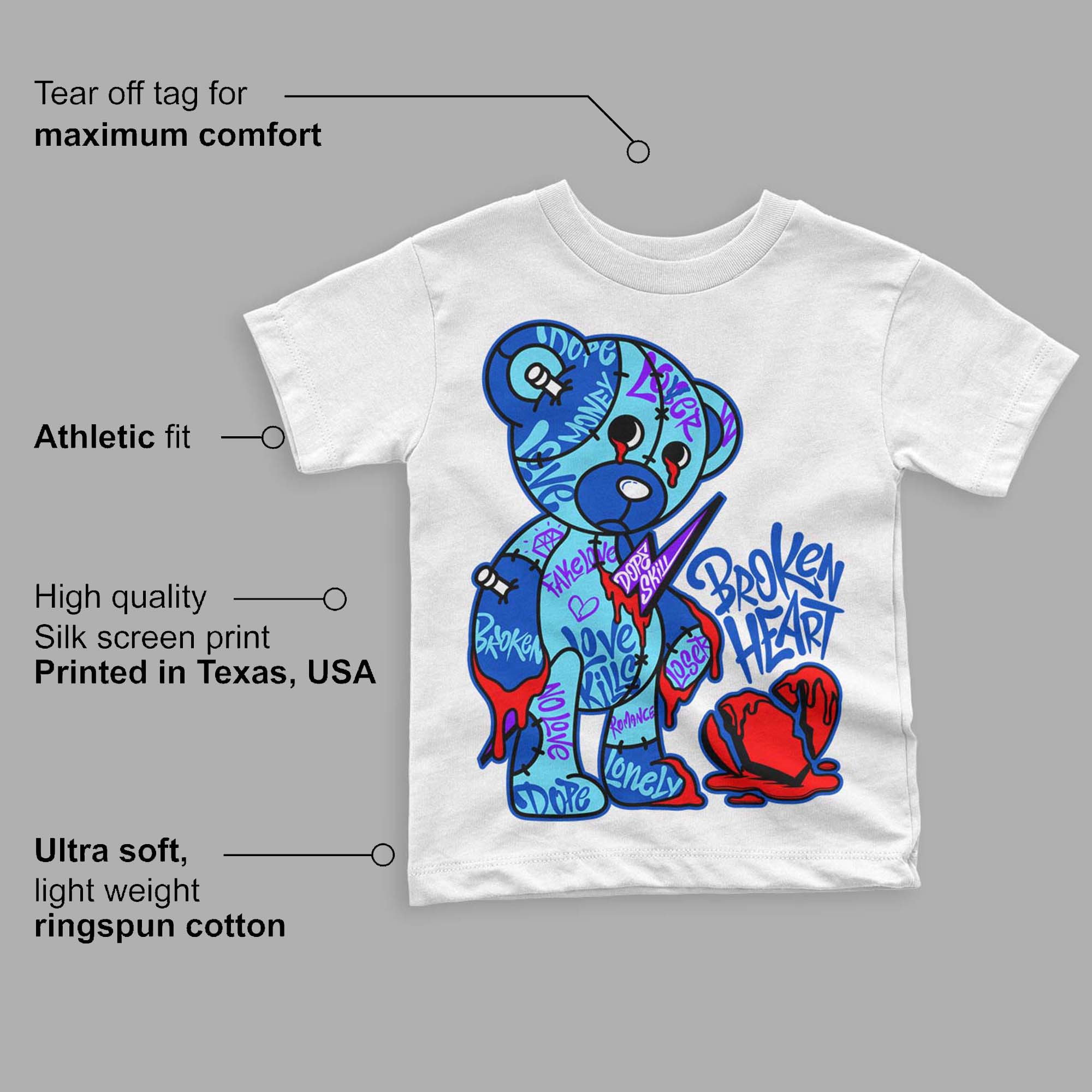 SB Dunk Argon superstreetwear Toddler Kids T-shirt Broken Heart Graphic