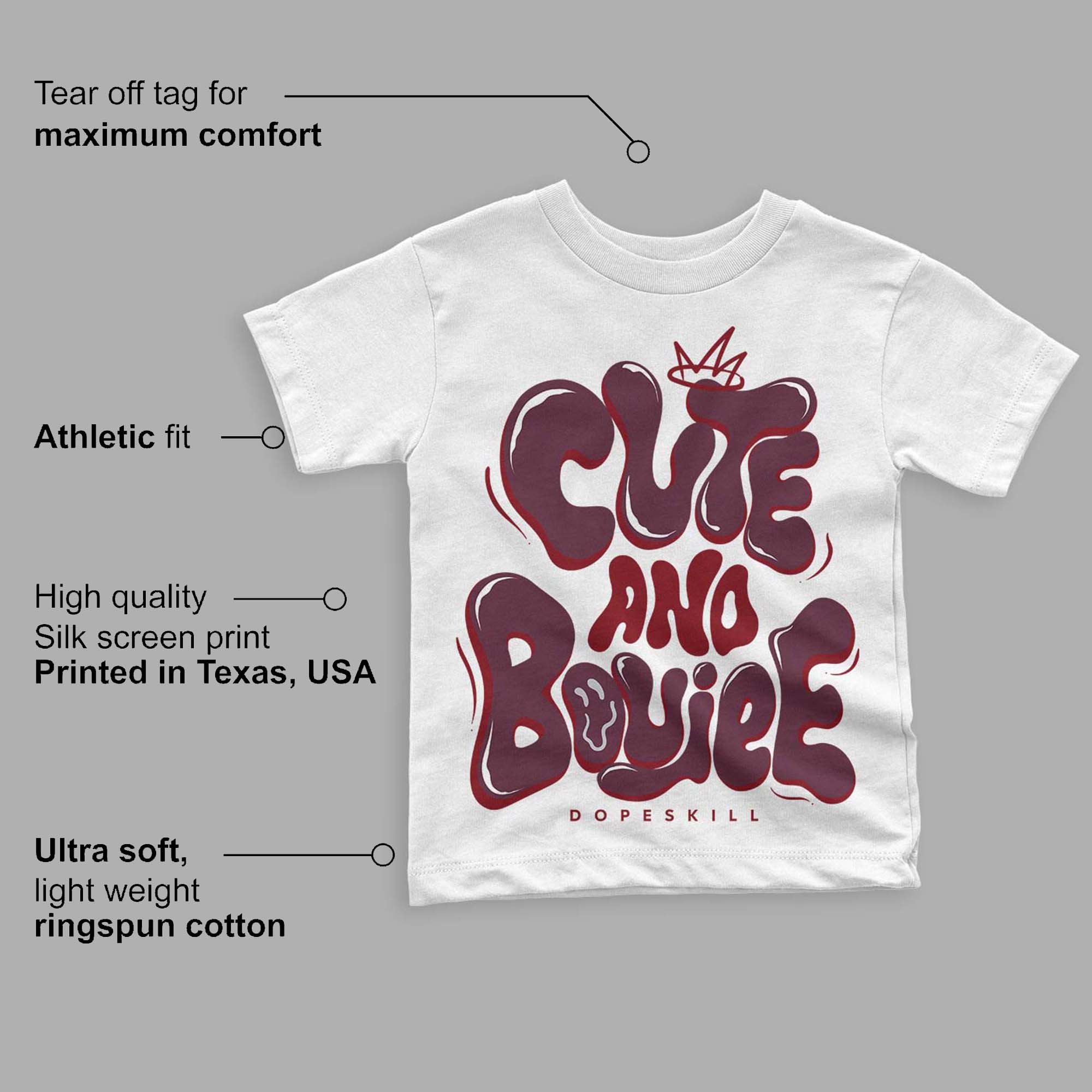 Burgundy 5s superstreetwear Toddler Kids T-shirt Cute and Boujee Graphic