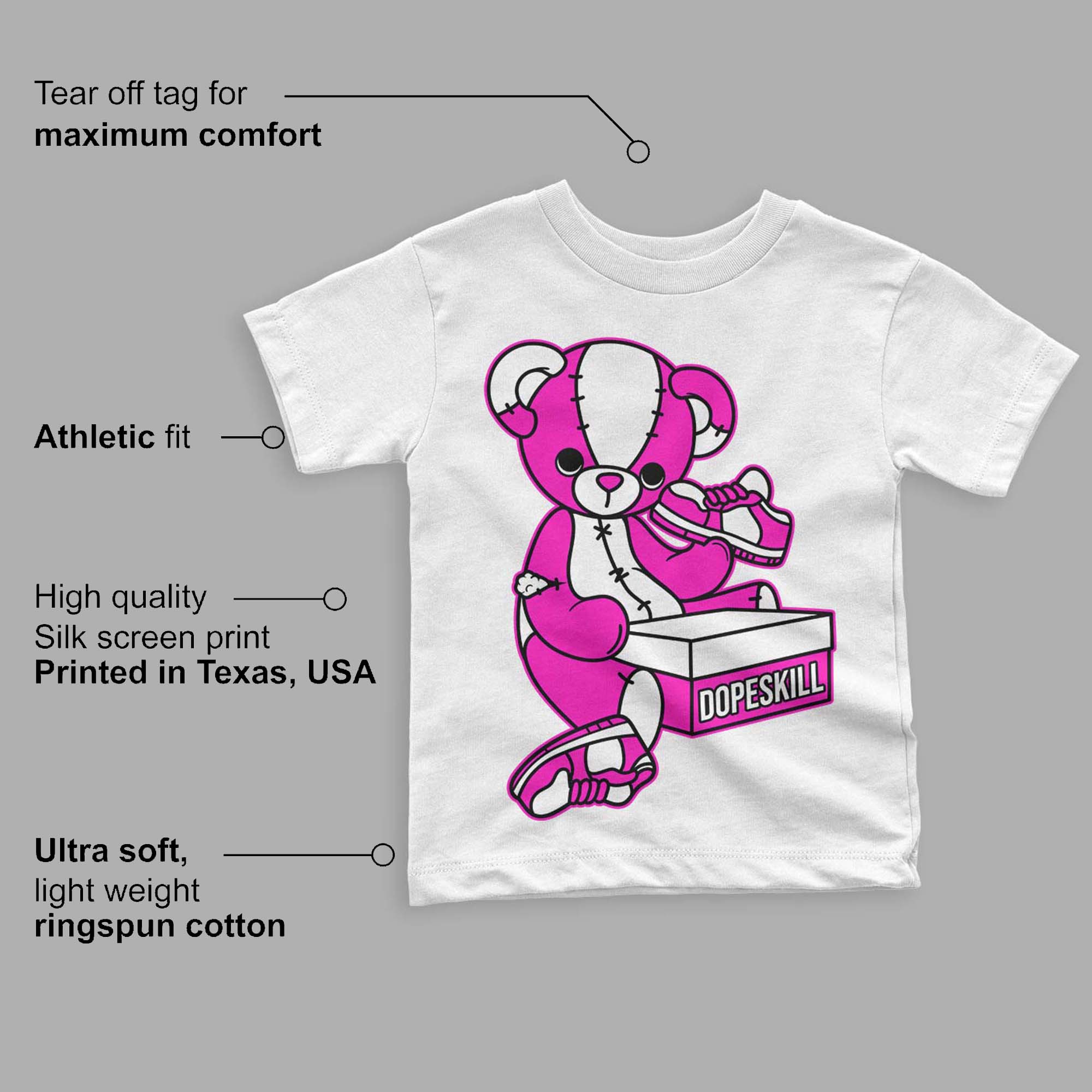 Dunk Low Active Fuchsia superstreetwear Toddler Kids T-shirt Sneakerhead BEAR Graphic