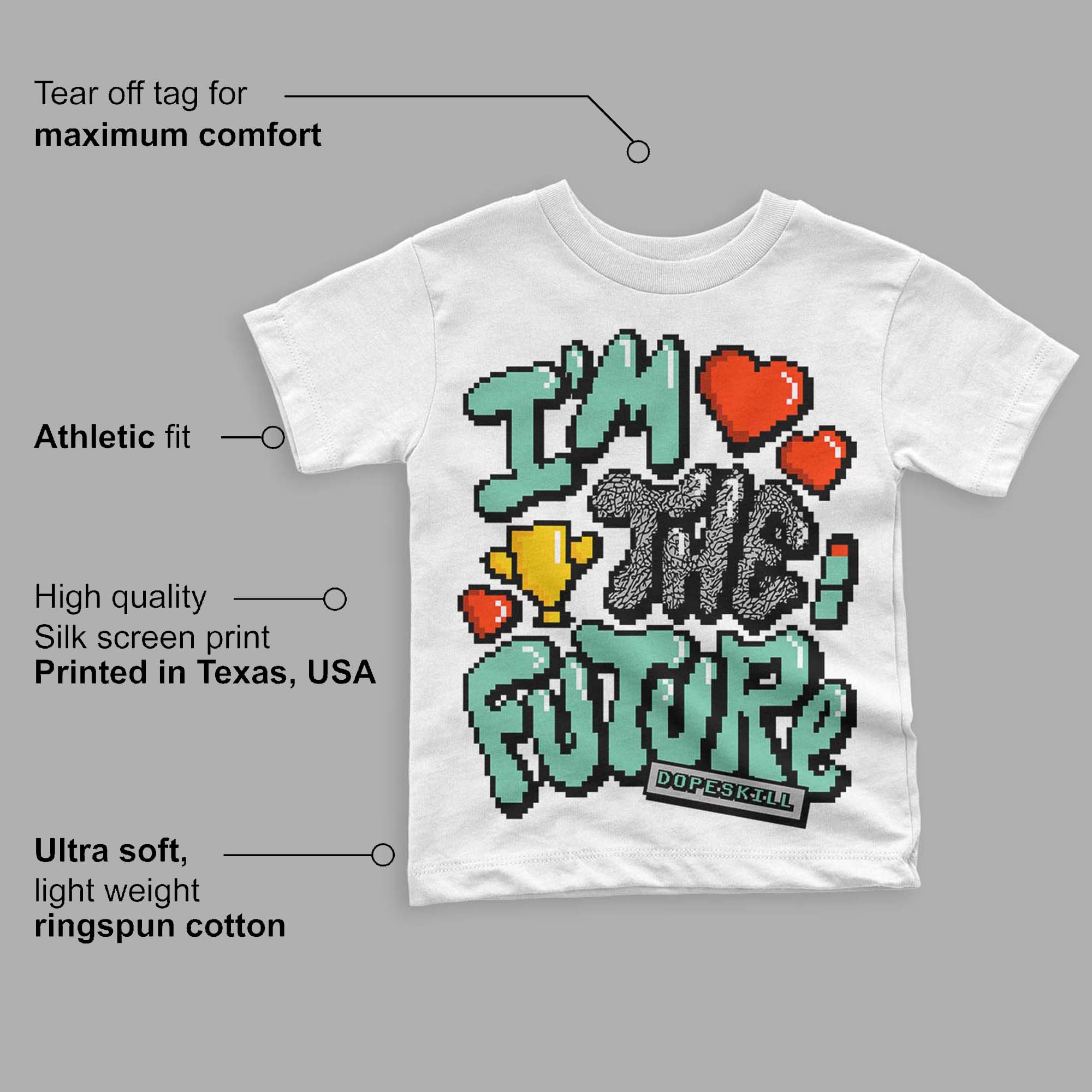 Green Glow 3s superstreetwear Toddler Kids T-shirt I'm The Future Graphic