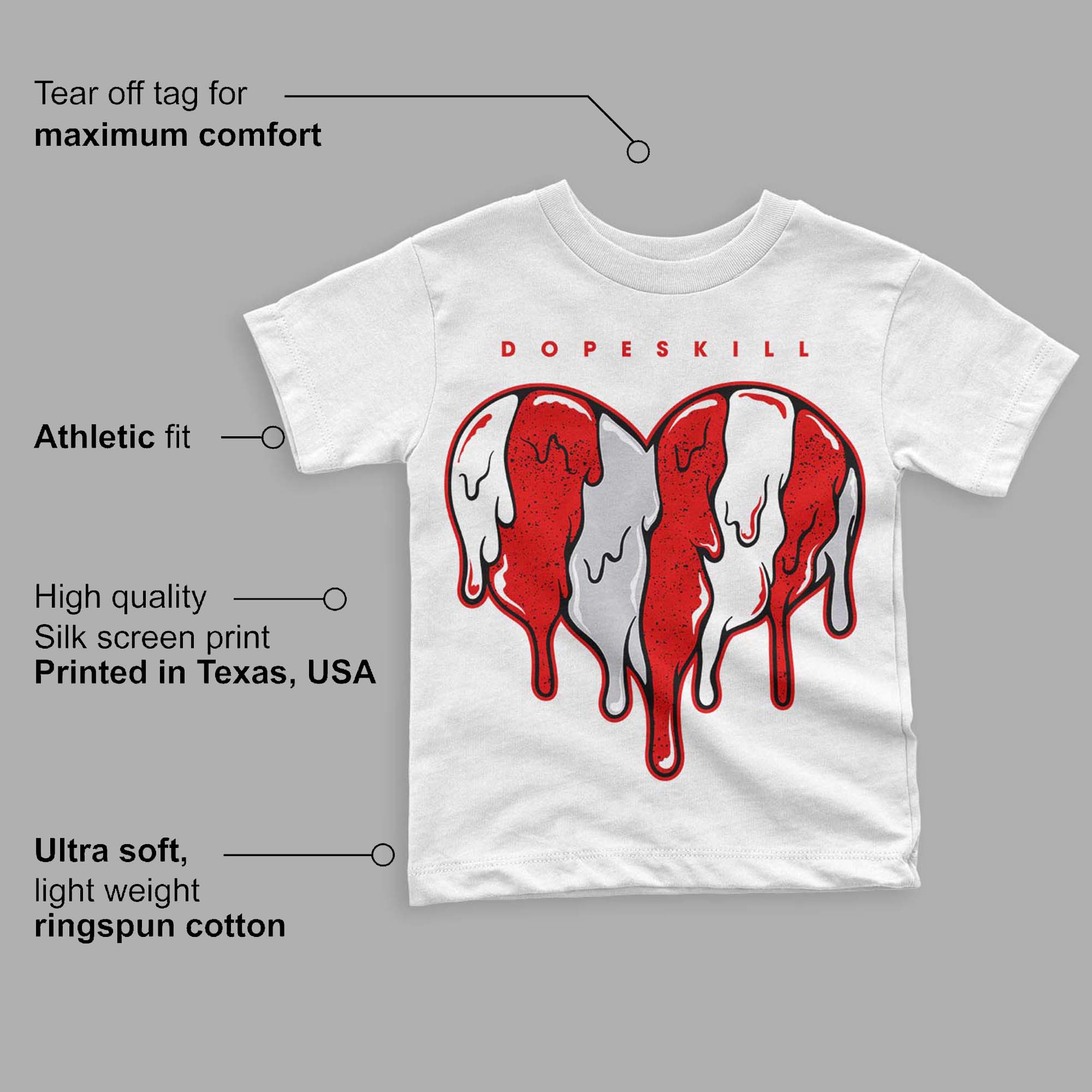 Red Cement 4S superstreetwear Toddler Kids T-shirt Slime Drip Heart Graphic