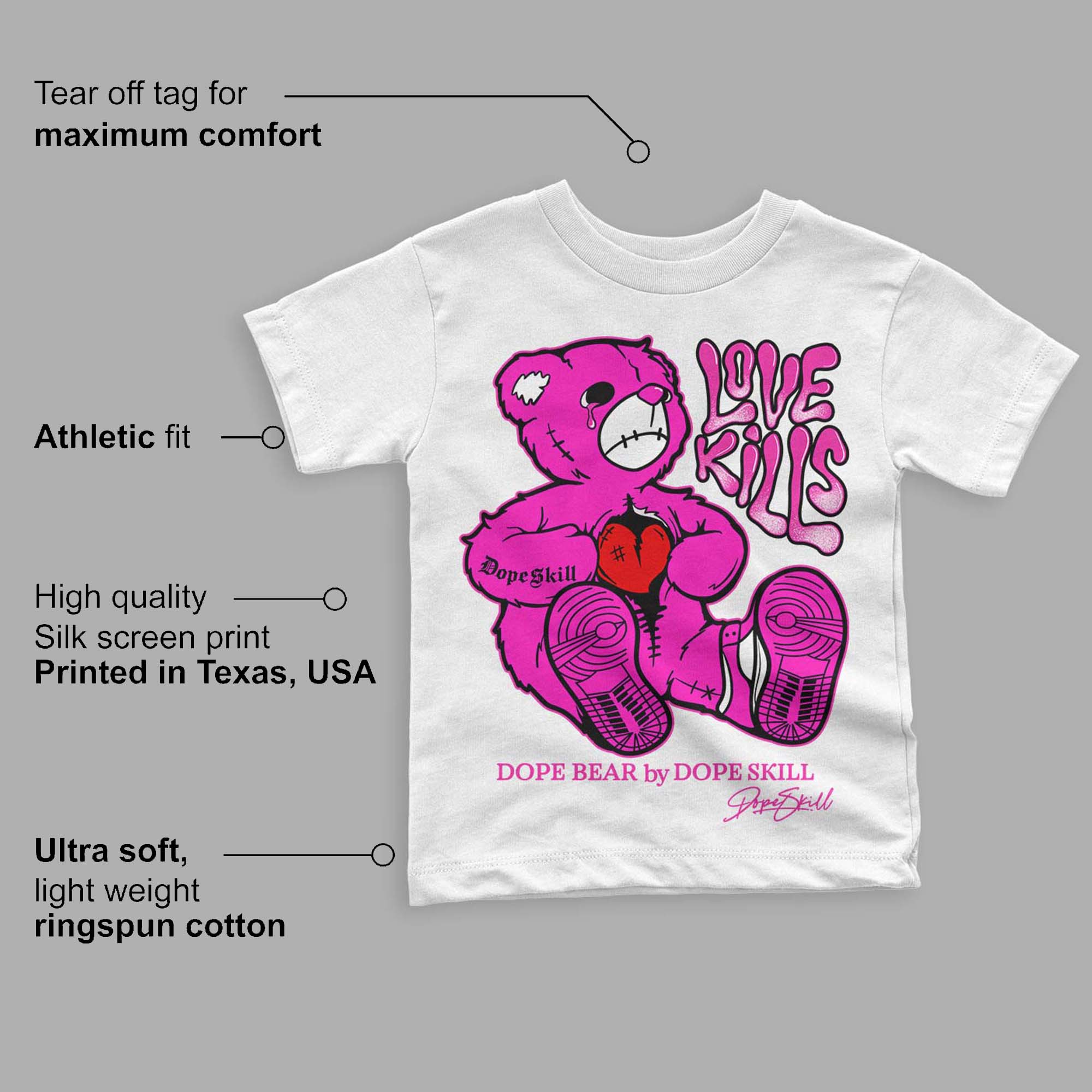 Dunk Low Active Fuchsia superstreetwear Toddler Kids T-shirt Love Kills Graphic