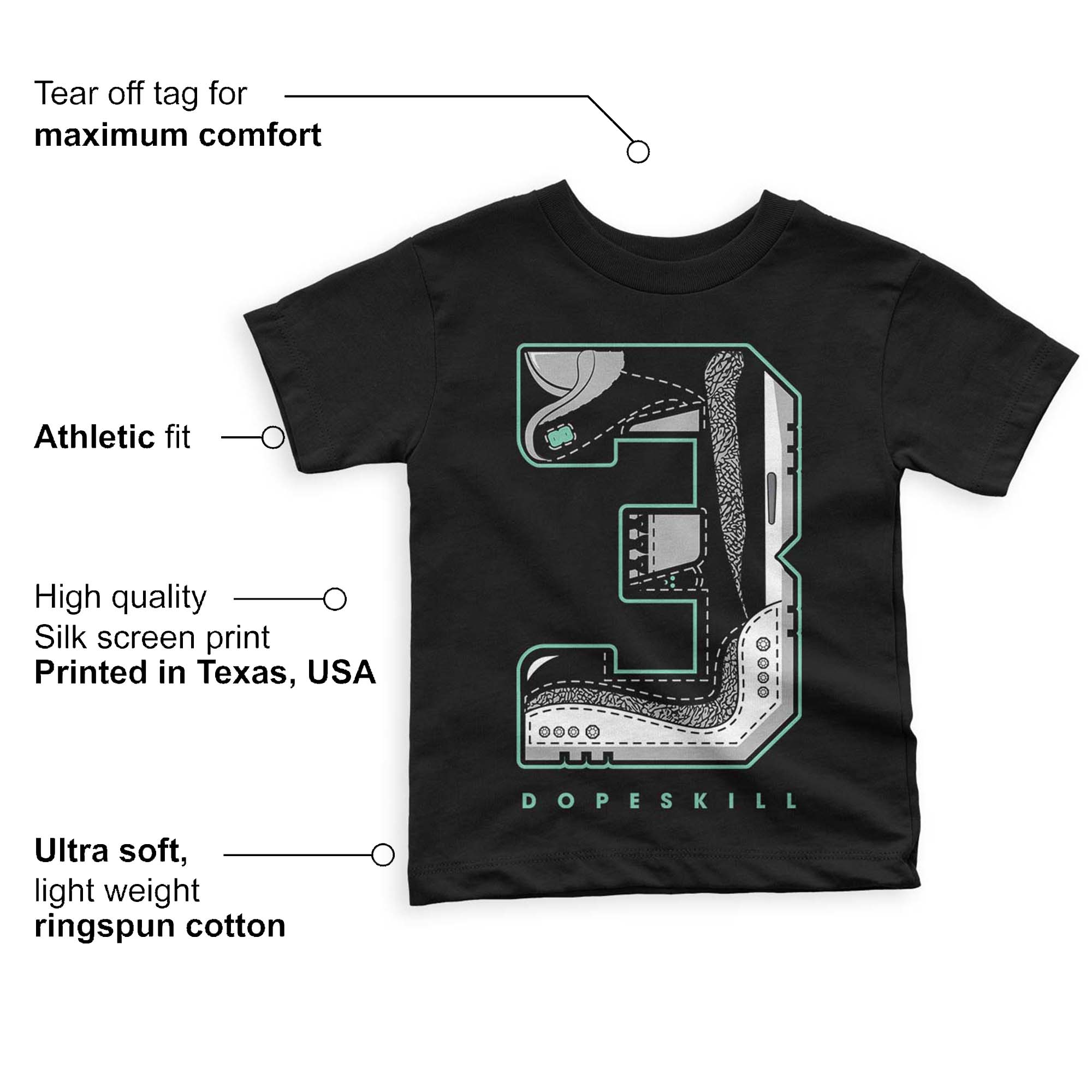 Green Glow 3s superstreetwear Toddler Kids T-shirt No.3 Graphic