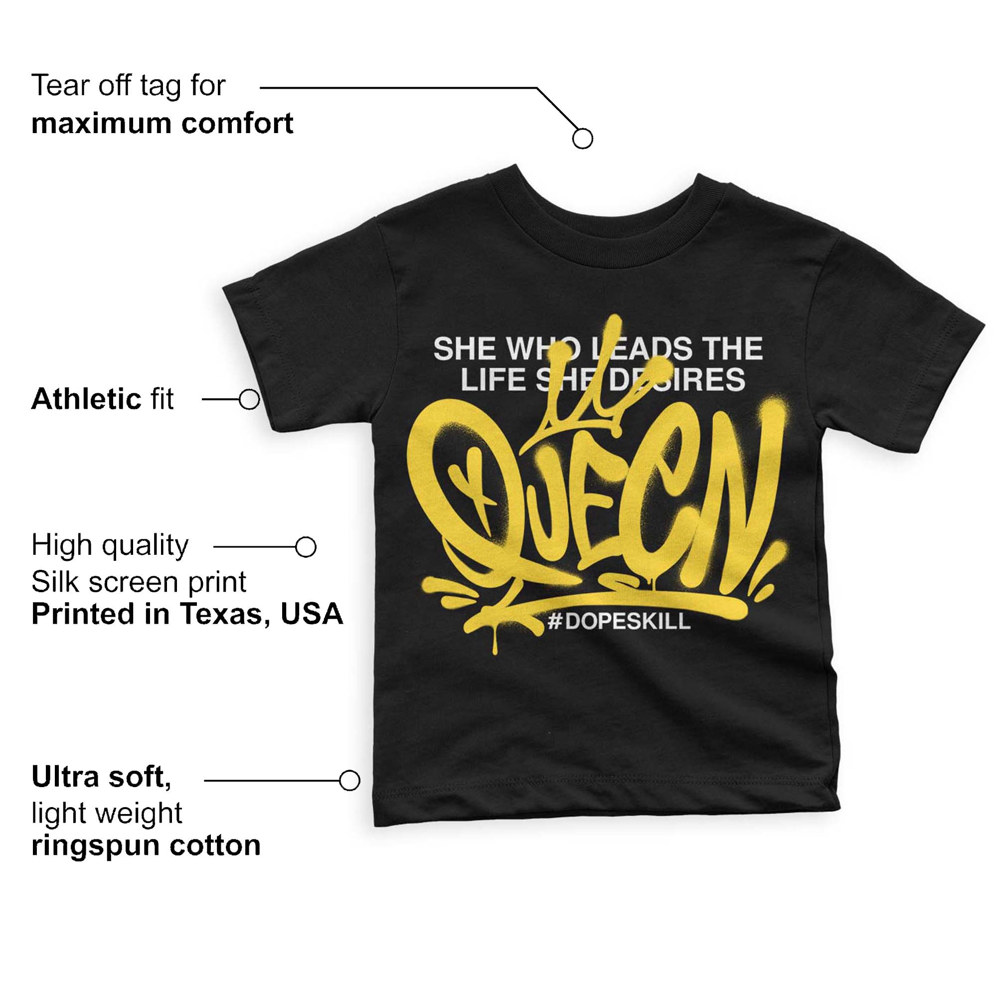 Black Tour Yellow AJ 4 Thunder superstreetwear Toddler Kids T-shirt Queen Graphic