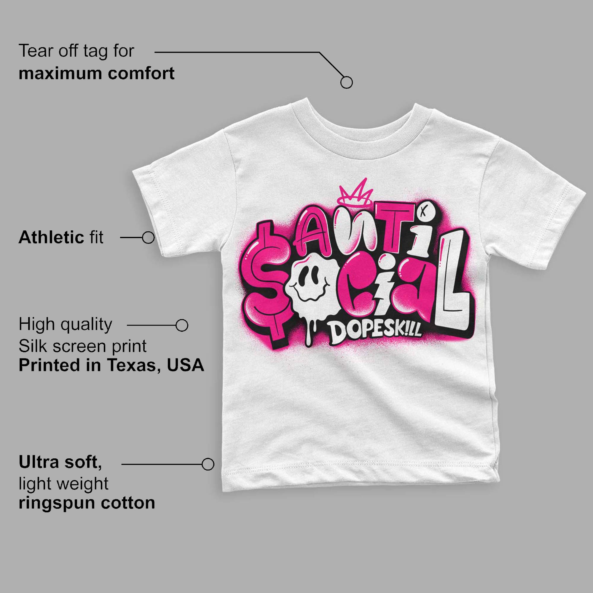 Fierce Pink 1s superstreetwear Toddler Kids T-shirt Anti Social Graphic