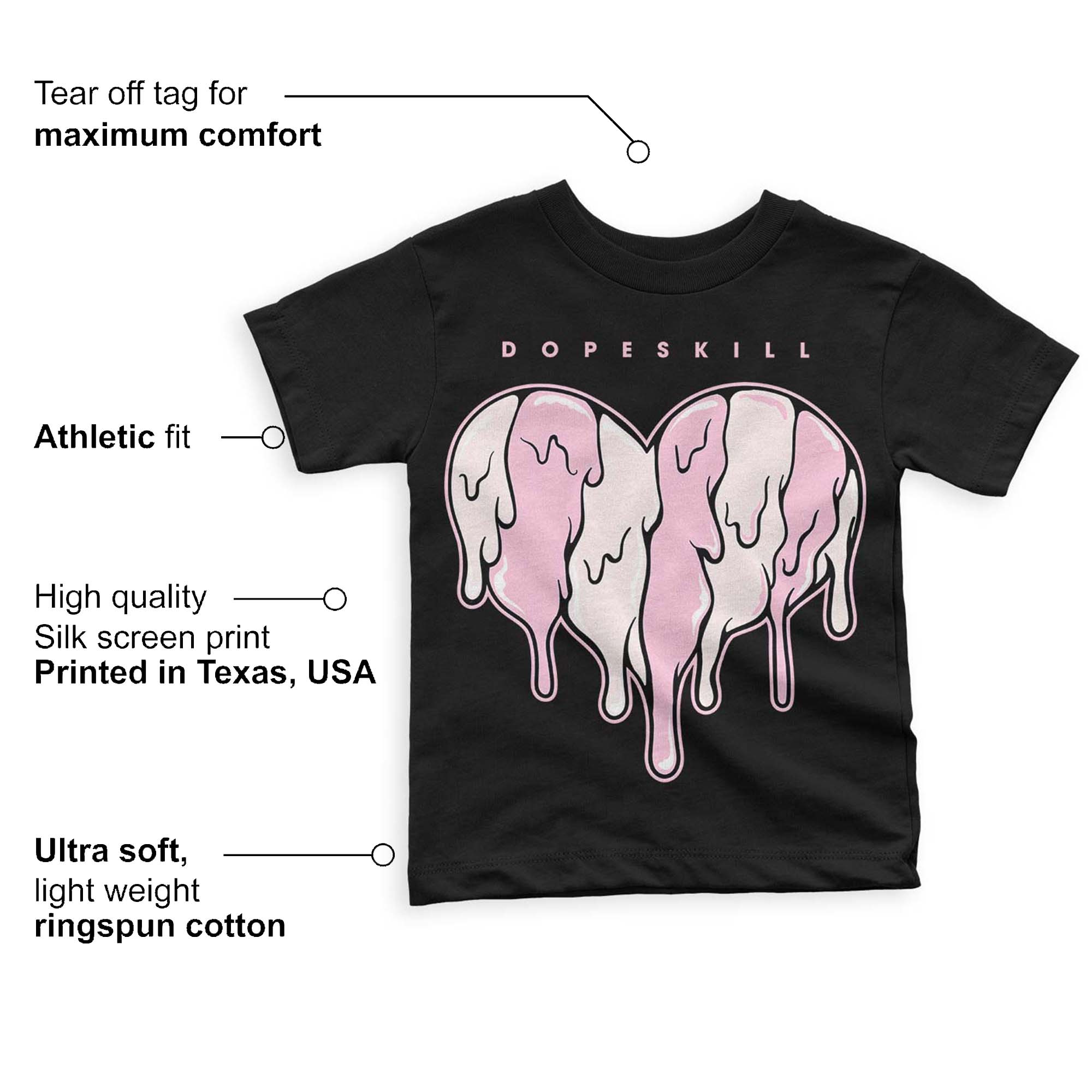 Dunk Low Pink Foam superstreetwear Toddler Kids T-shirt Slime Drip Heart Graphic