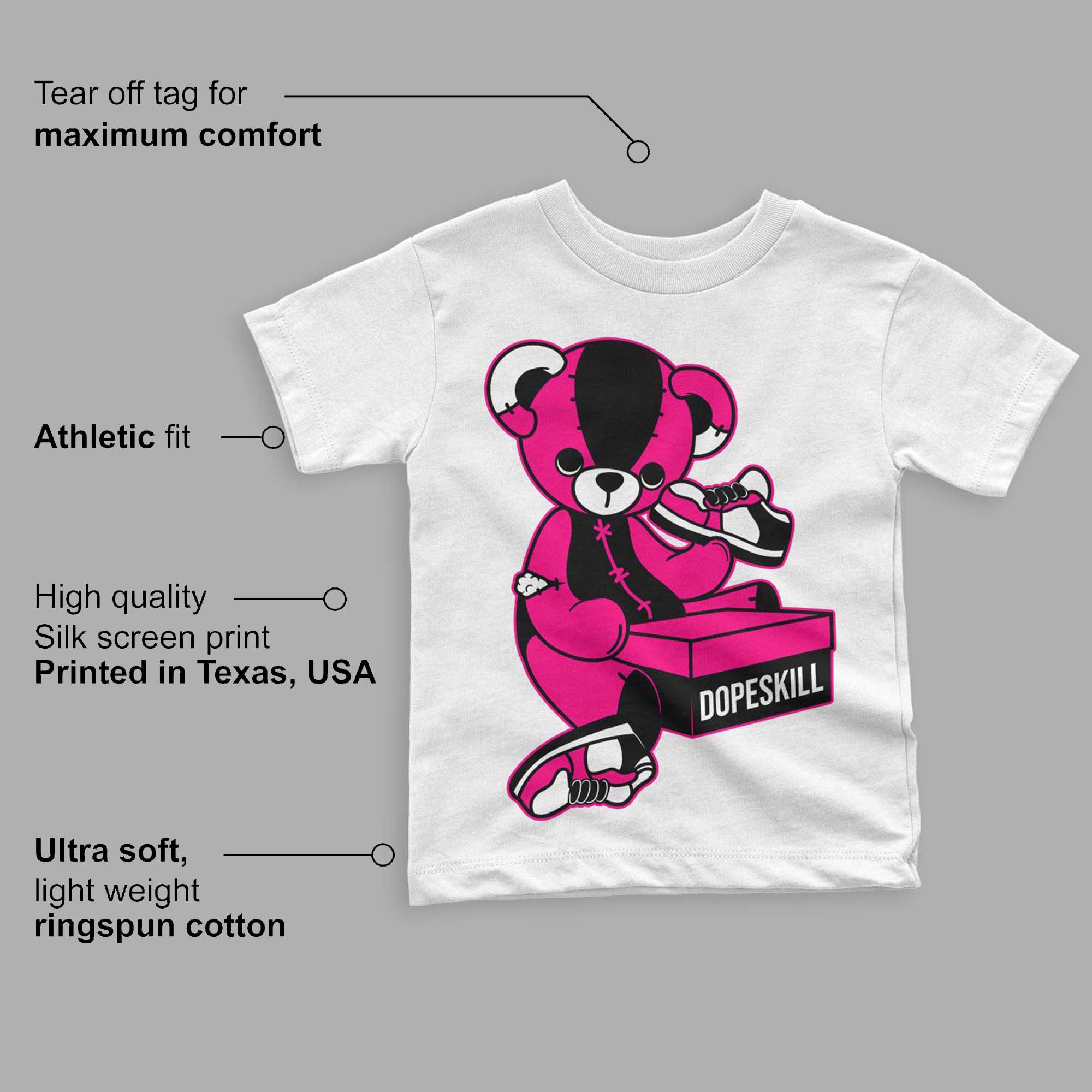 Fierce Pink 1s superstreetwear Toddler Kids T-shirt Sneakerhead BEAR Graphic