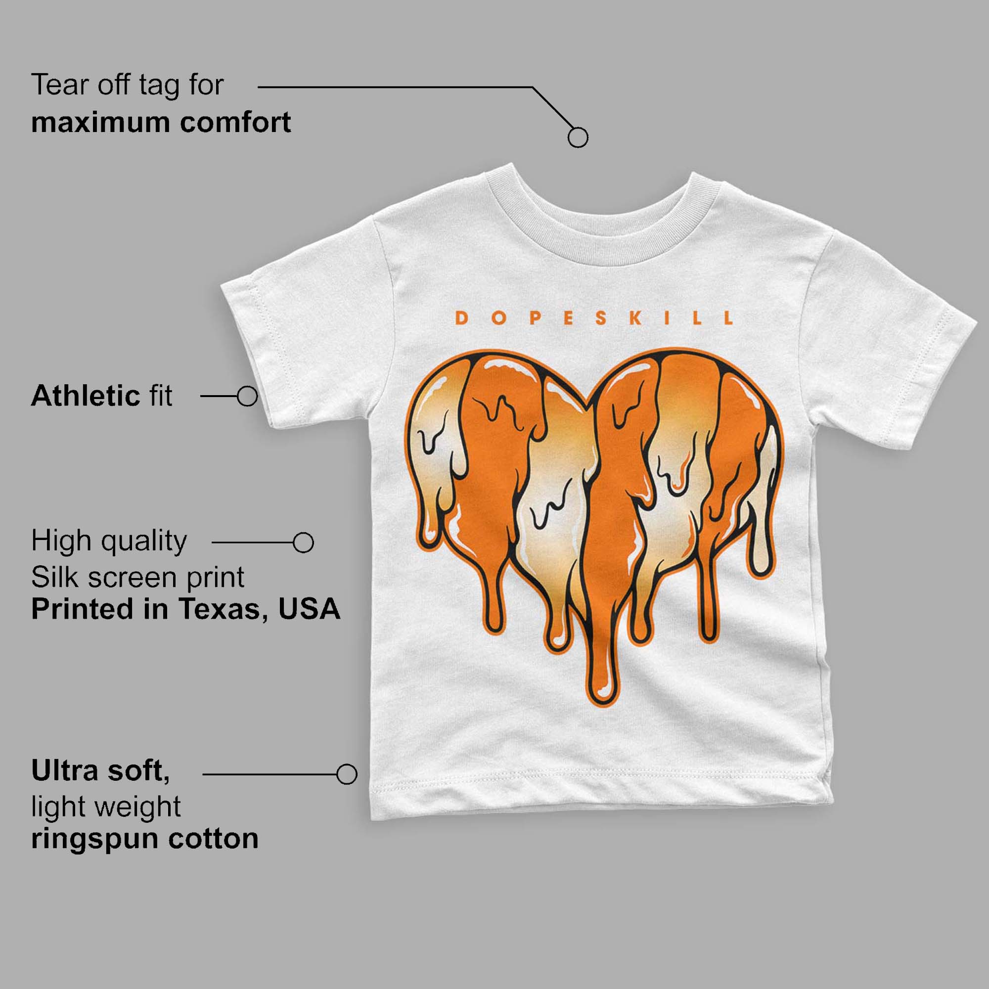 Dunk Low Magma Orange superstreetwear Toddler Kids T-shirt Slime Drip Heart Graphic