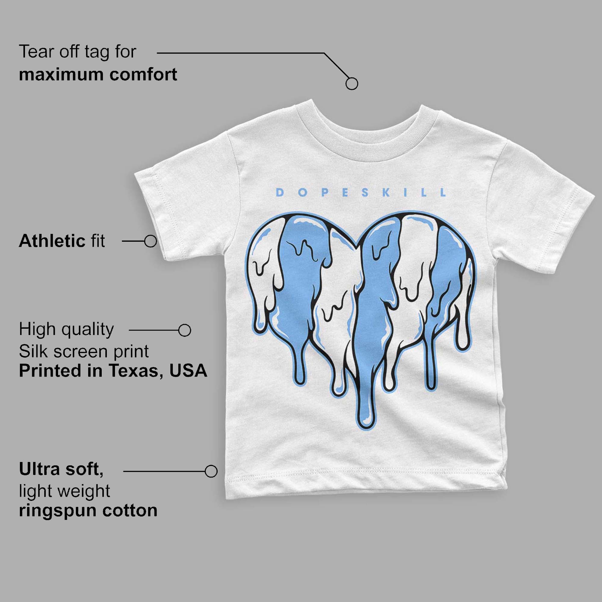 Powder Blue 9s superstreetwear Toddler Kids T-shirt Slime Drip Heart Graphic