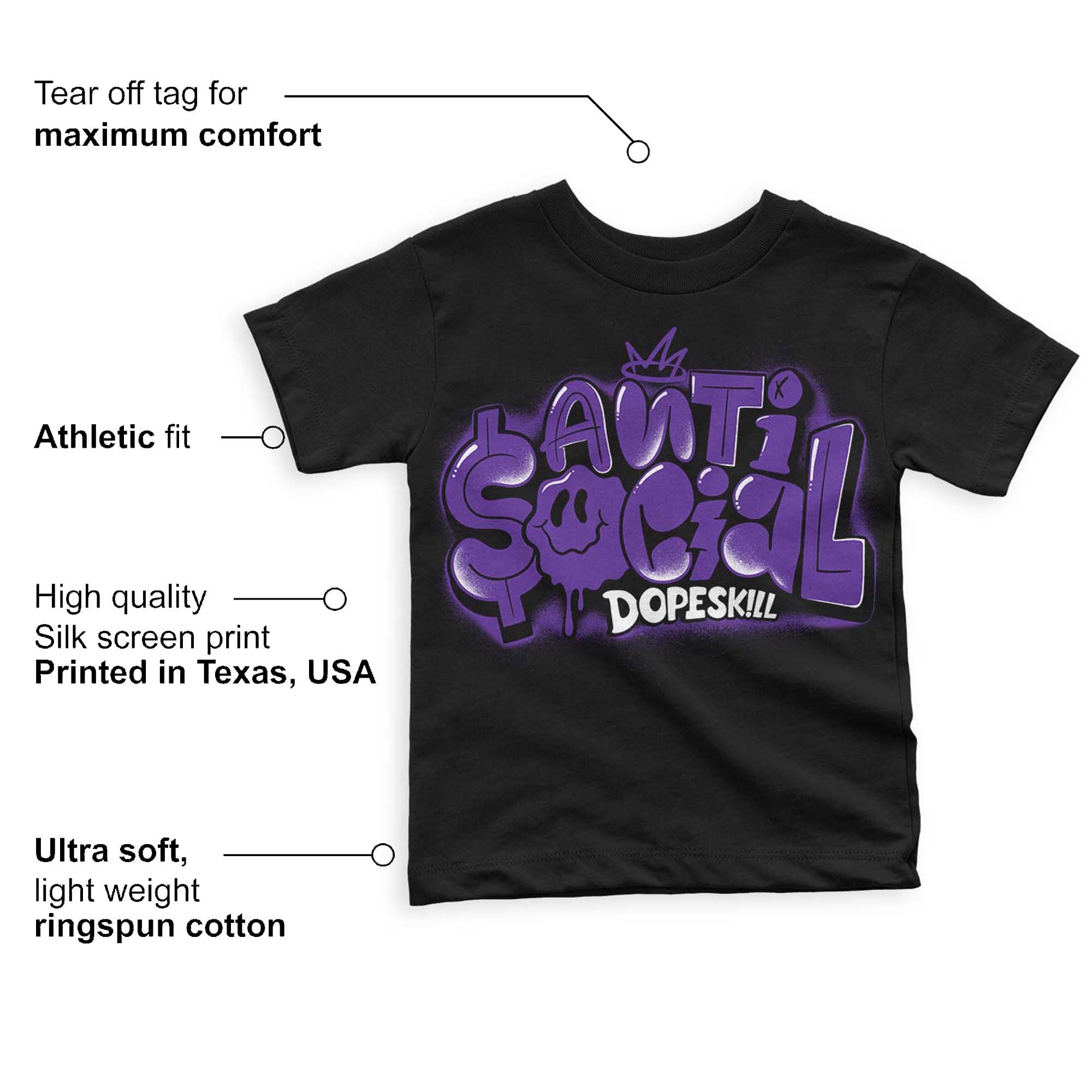 Court Purple 13s superstreetwear Toddler Kids T-shirt Anti Social Graphic