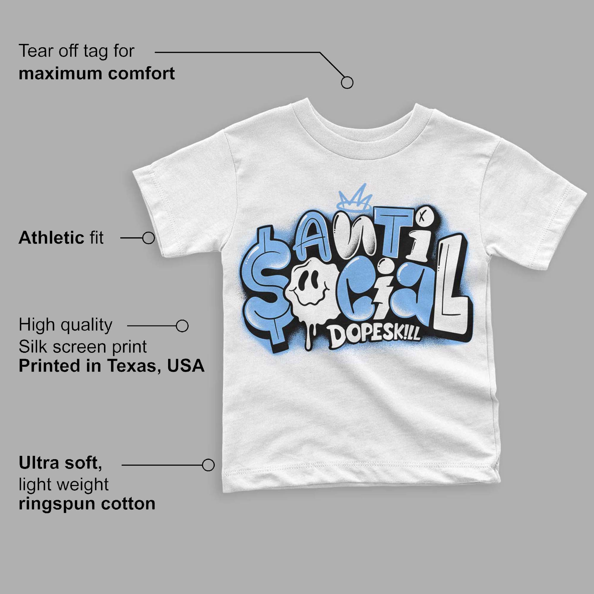 Powder Blue 9s superstreetwear Toddler Kids T-shirt Anti Social Graphic