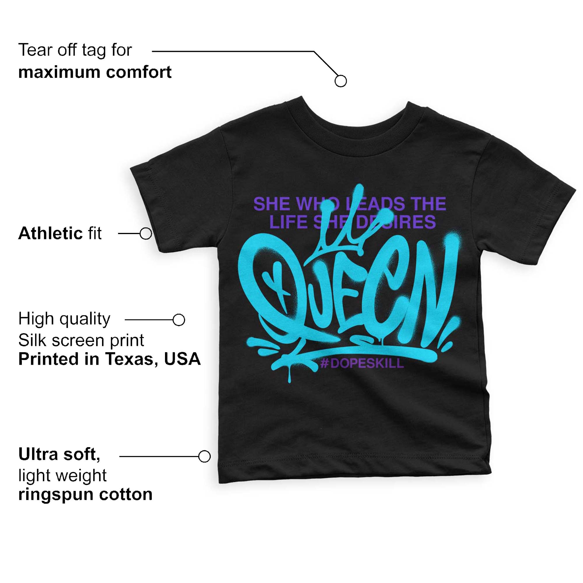 Aqua 6s superstreetwear Toddler Kids T-shirt Queen Graphic
