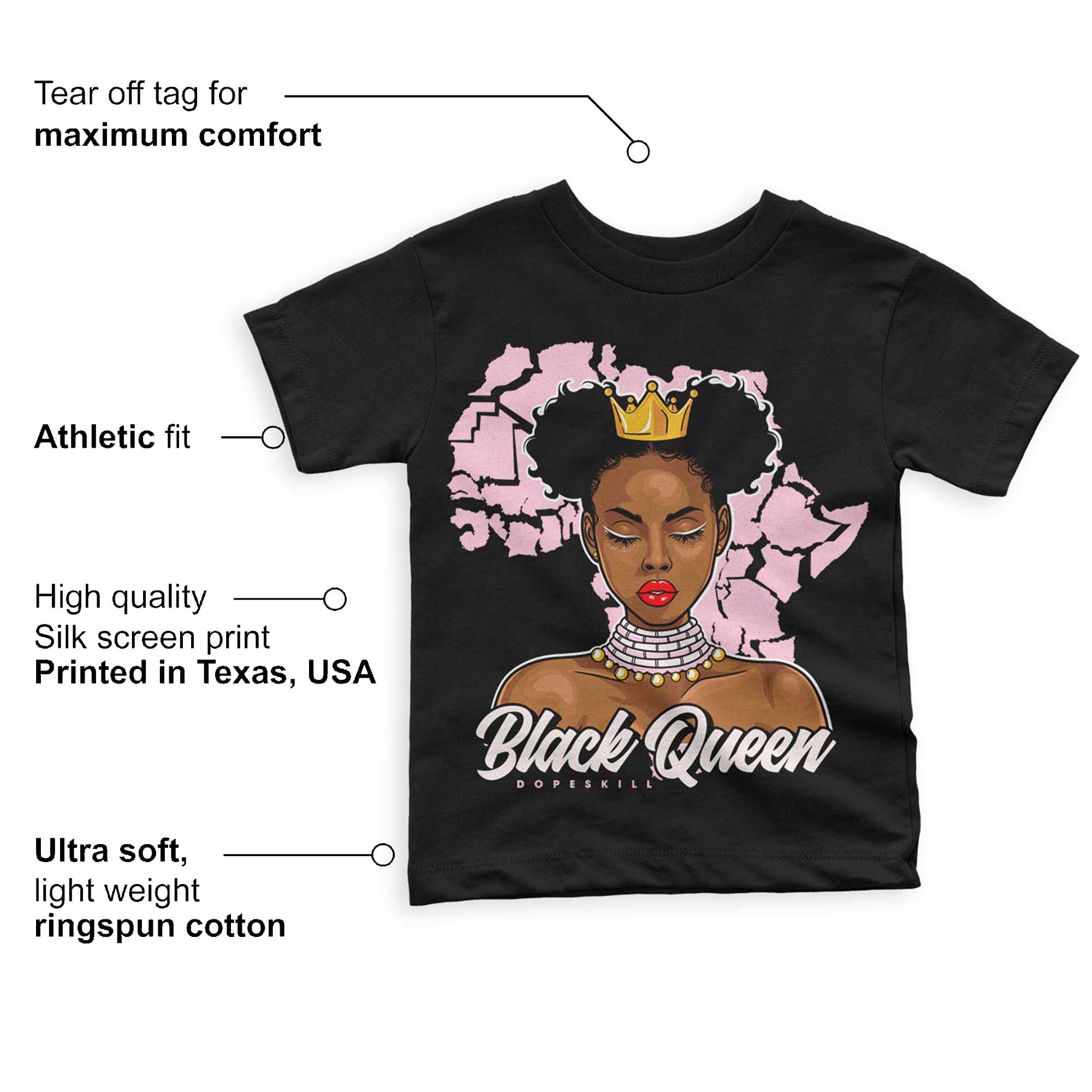 Dunk Low Pink Foam superstreetwear Toddler Kids T-shirt Black Queen Graphic