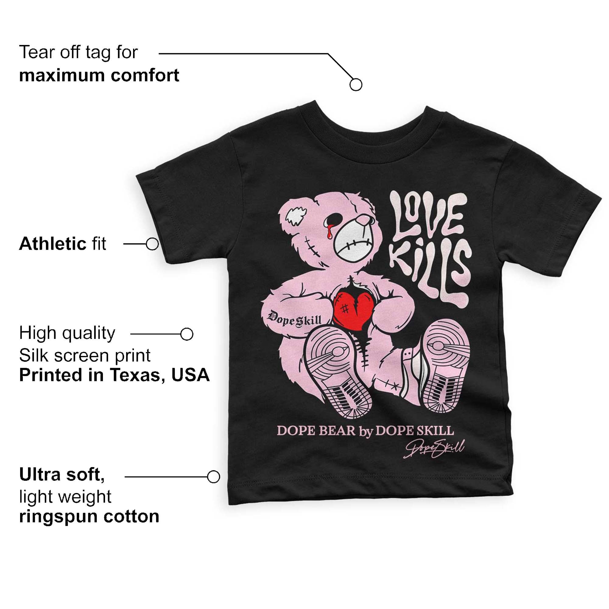Dunk Low Pink Foam superstreetwear Toddler Kids T-shirt Love Kills Graphic