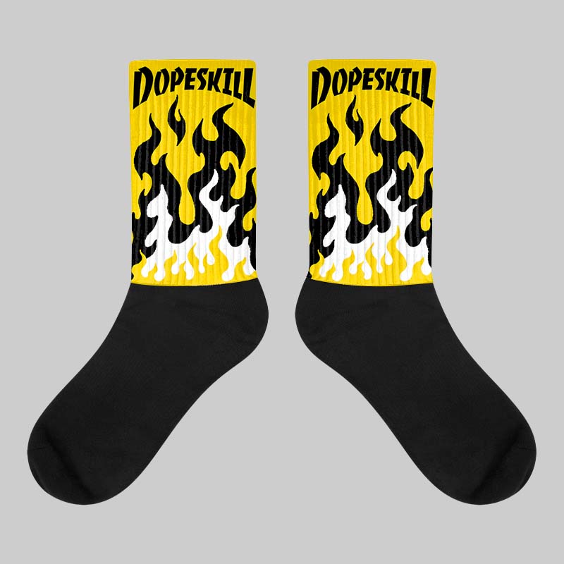 Yellow Ochre 6s superstreetwear Sublimated Socks FIRE Graphic