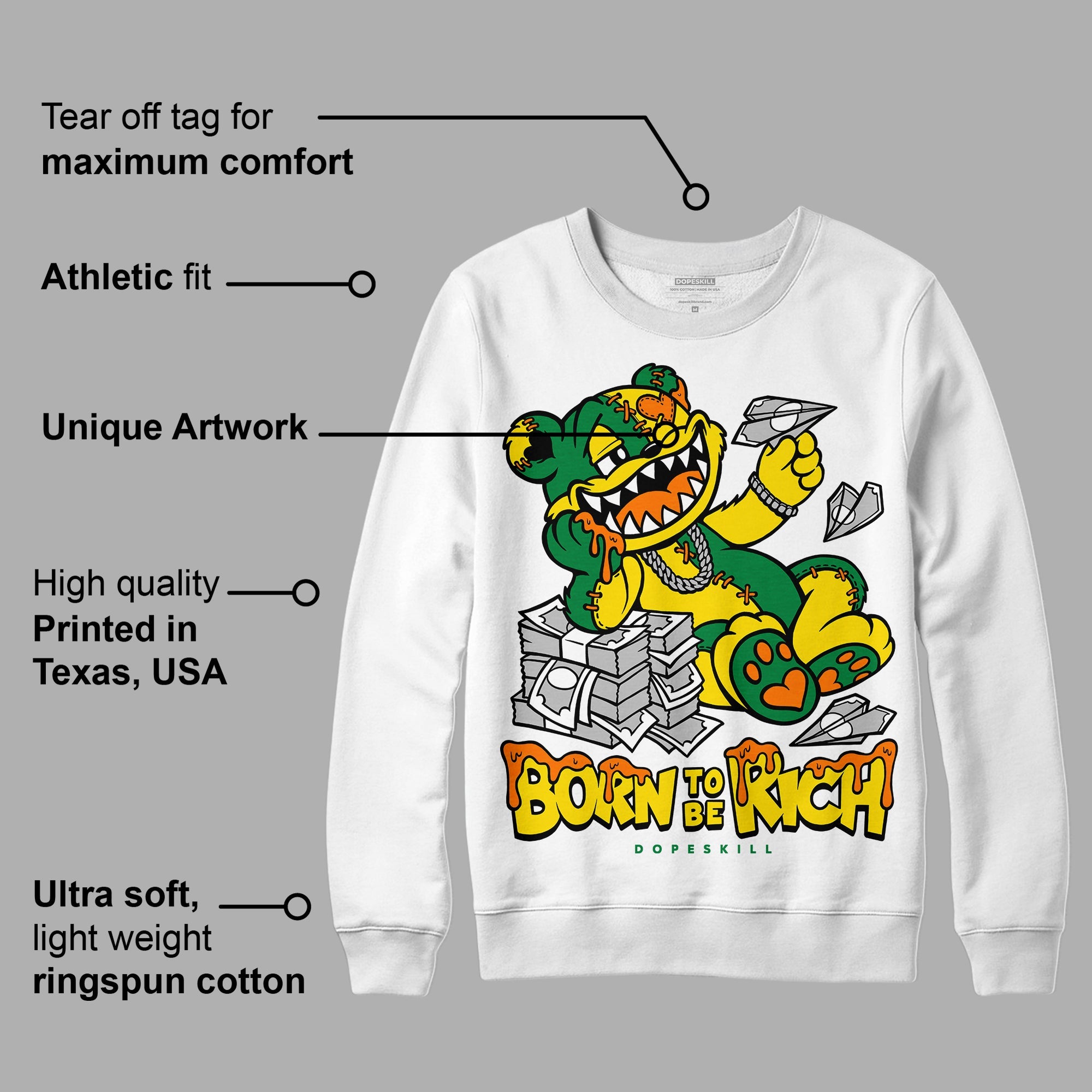 Dunk Reverse Brazil superstreetwear Sweatshirt Born To Be Rich Graphic