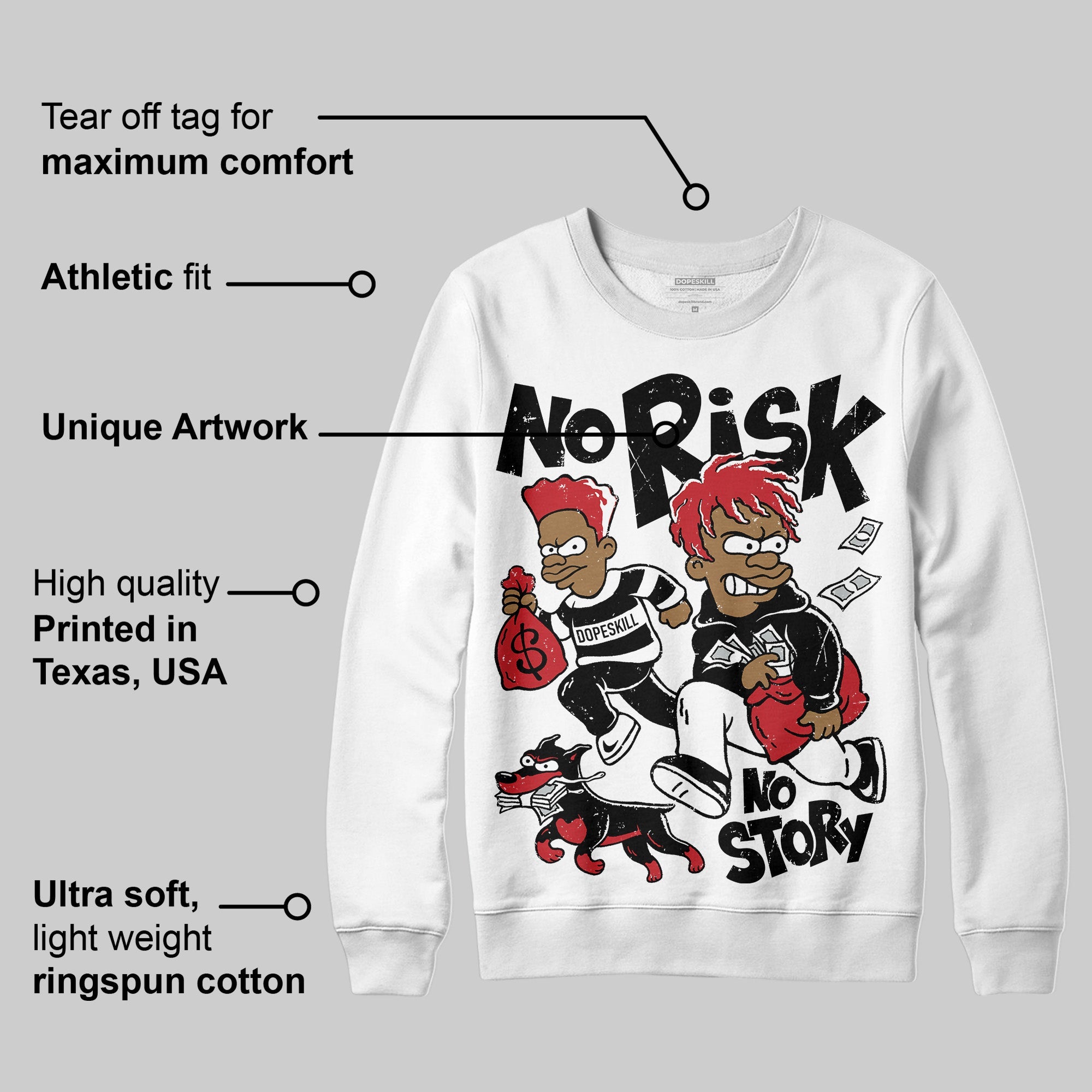 Bred 11s superstreetwear Sweatshirt No Risk No Story Graphic