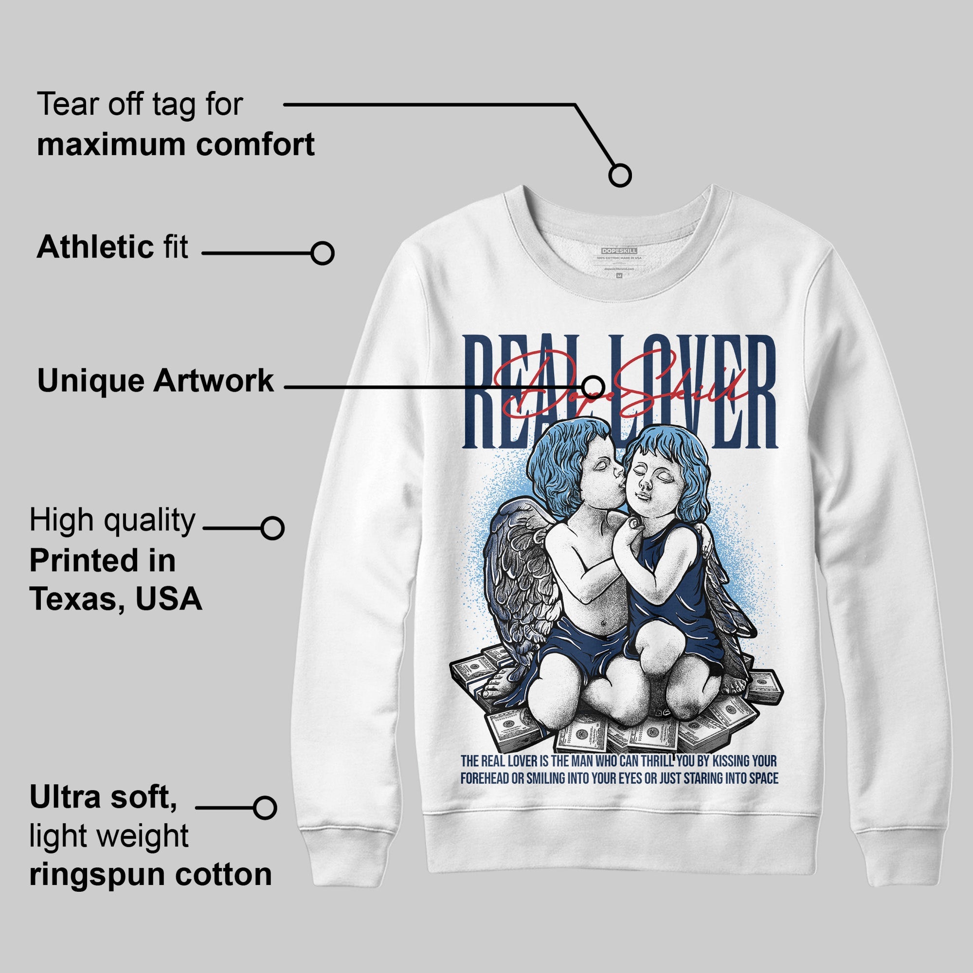 Summit White Navy 4s superstreetwear Sweatshirt Real Lover Graphic