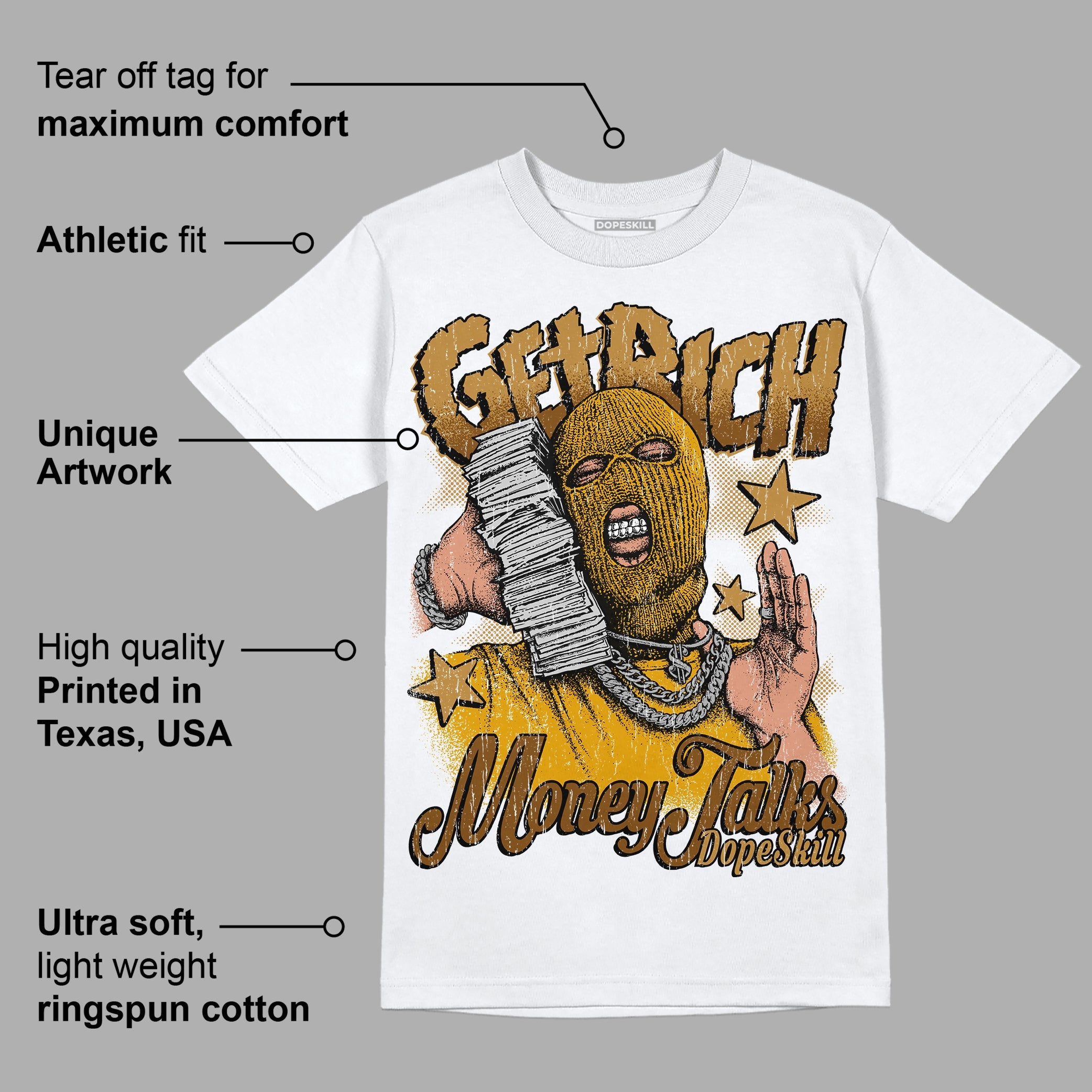Wheat 13s superstreetwear T-Shirt Get Rich Graphic