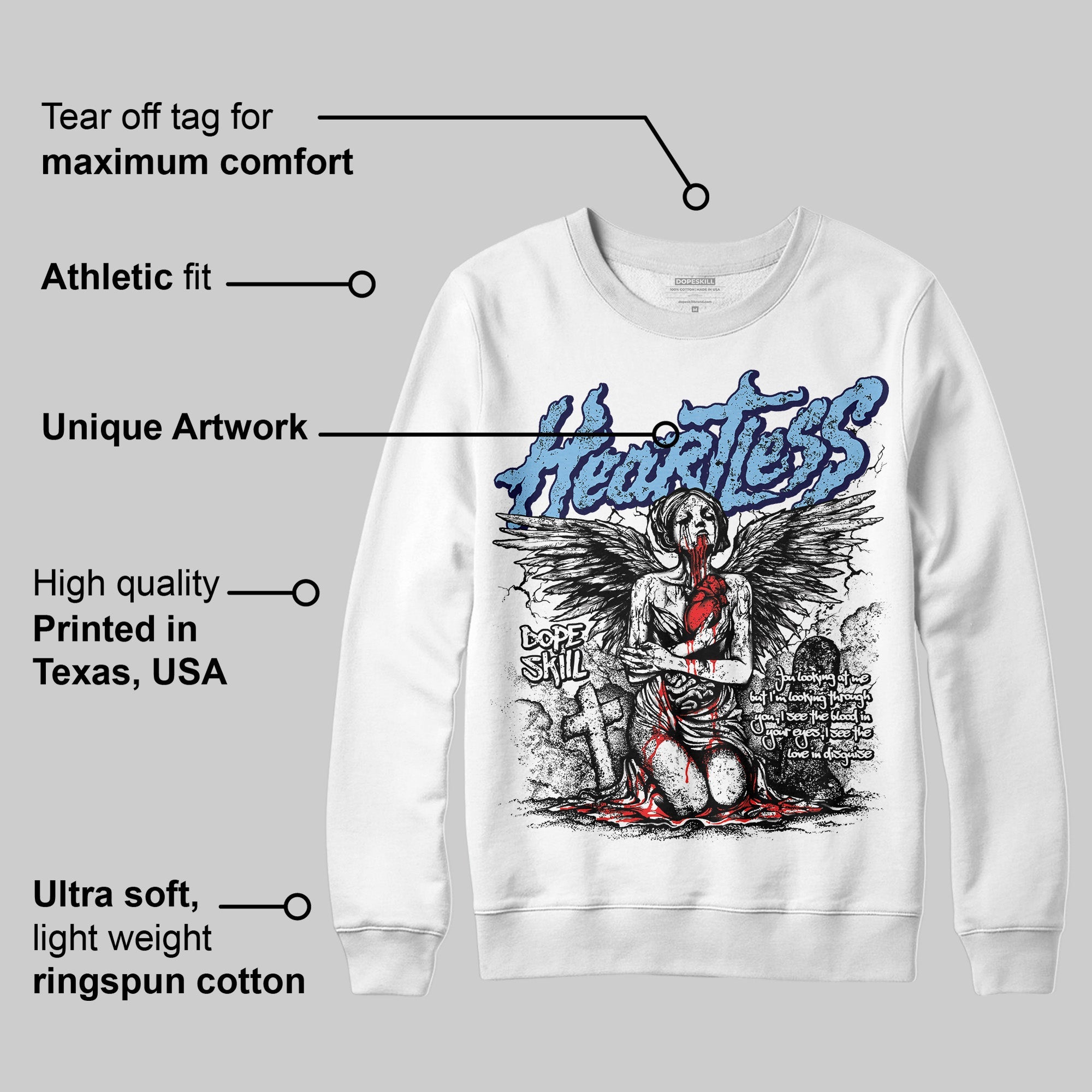 University Blue Collection superstreetwear Sweatshirt Heartless Graphic