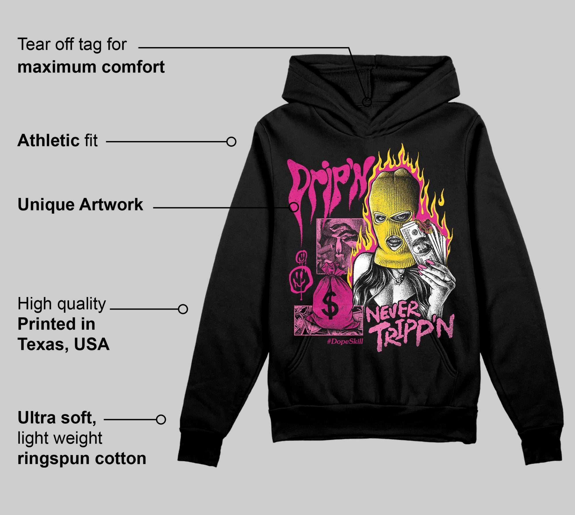 Rick RO Pink Leather Sneakers superstreetwear Hoodie Sweatshirt Drip'n Never Tripp'n Graphic