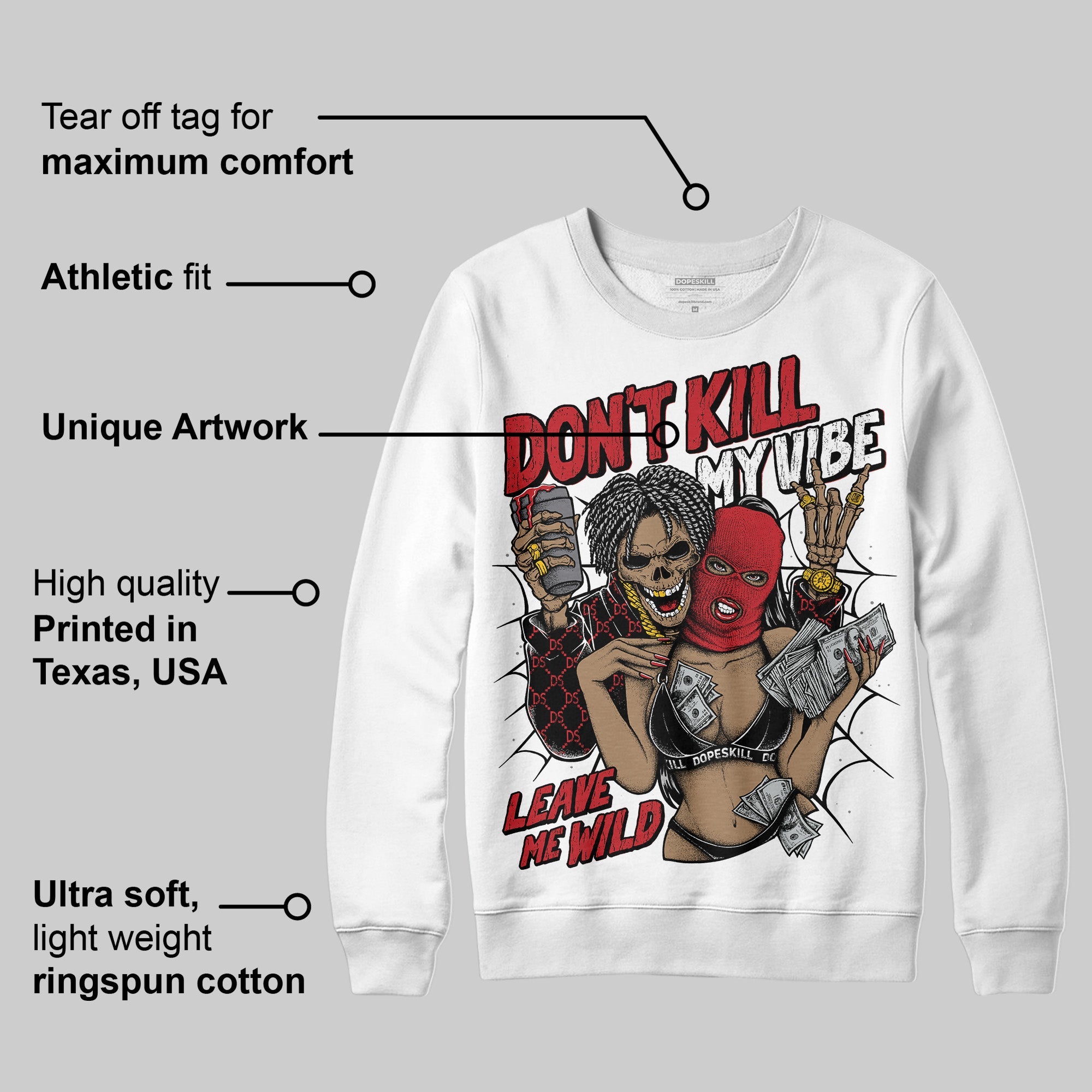 Bred 11s superstreetwear Sweatshirt Don't Kill My Vibe Graphic