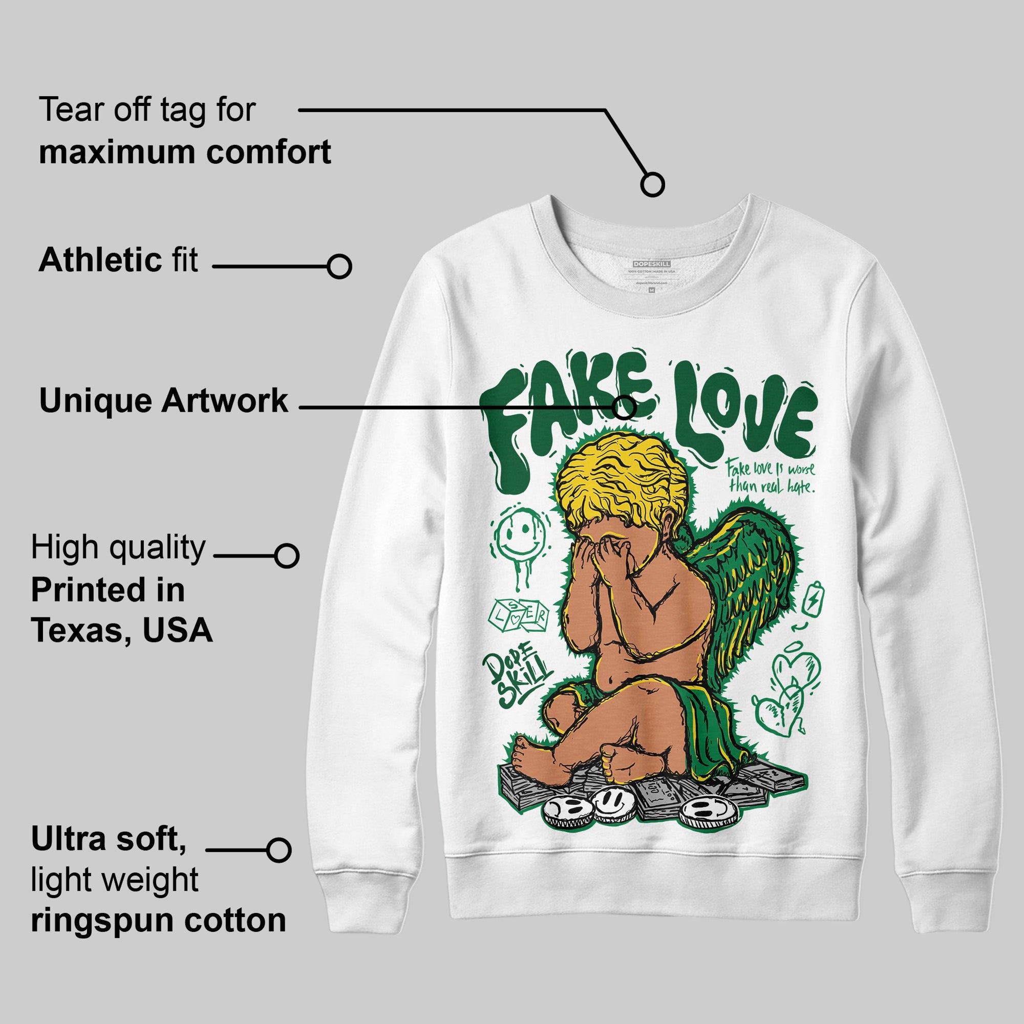 Green Collection superstreetwear Sweatshirt False Love Graphic