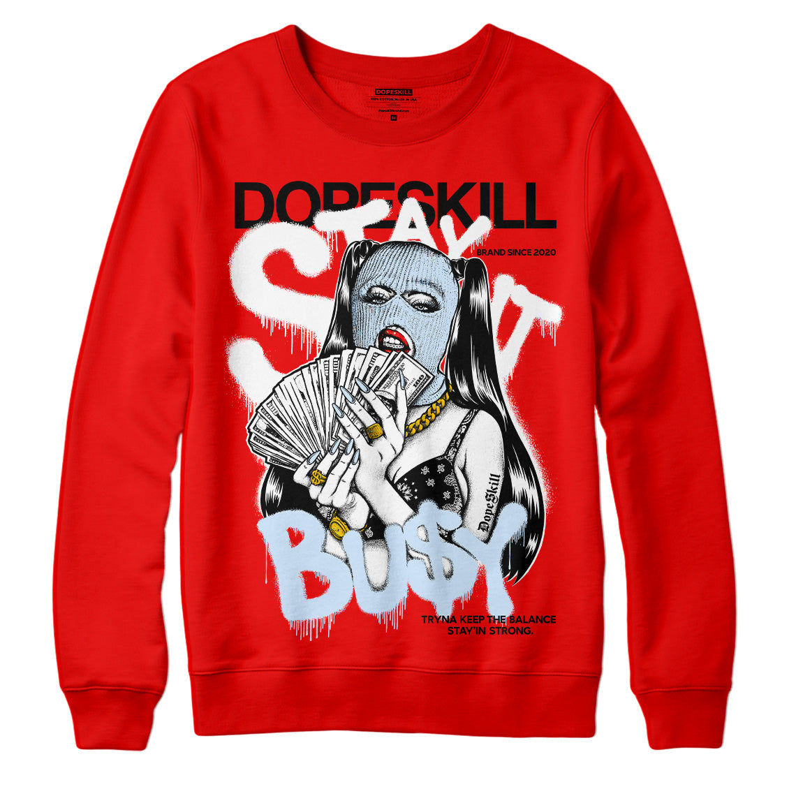 Cherry 11s superstreetwear Varsity Red Sweatshirt Stay It Busy Graphic