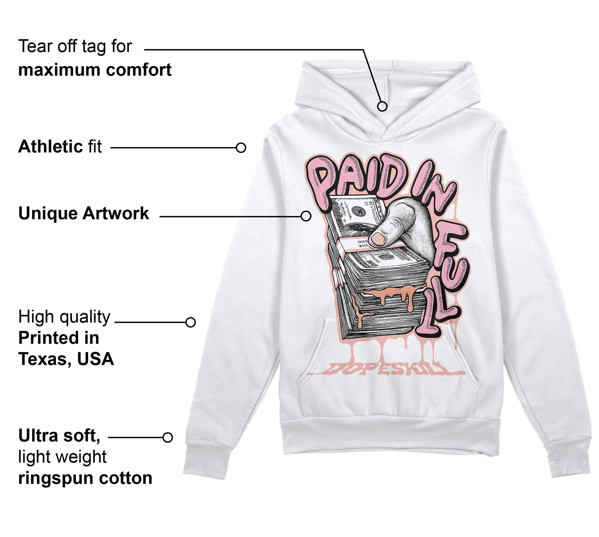 Legend Pink 11s superstreetwear Hoodie Sweatshirt Paid In Full Graphic