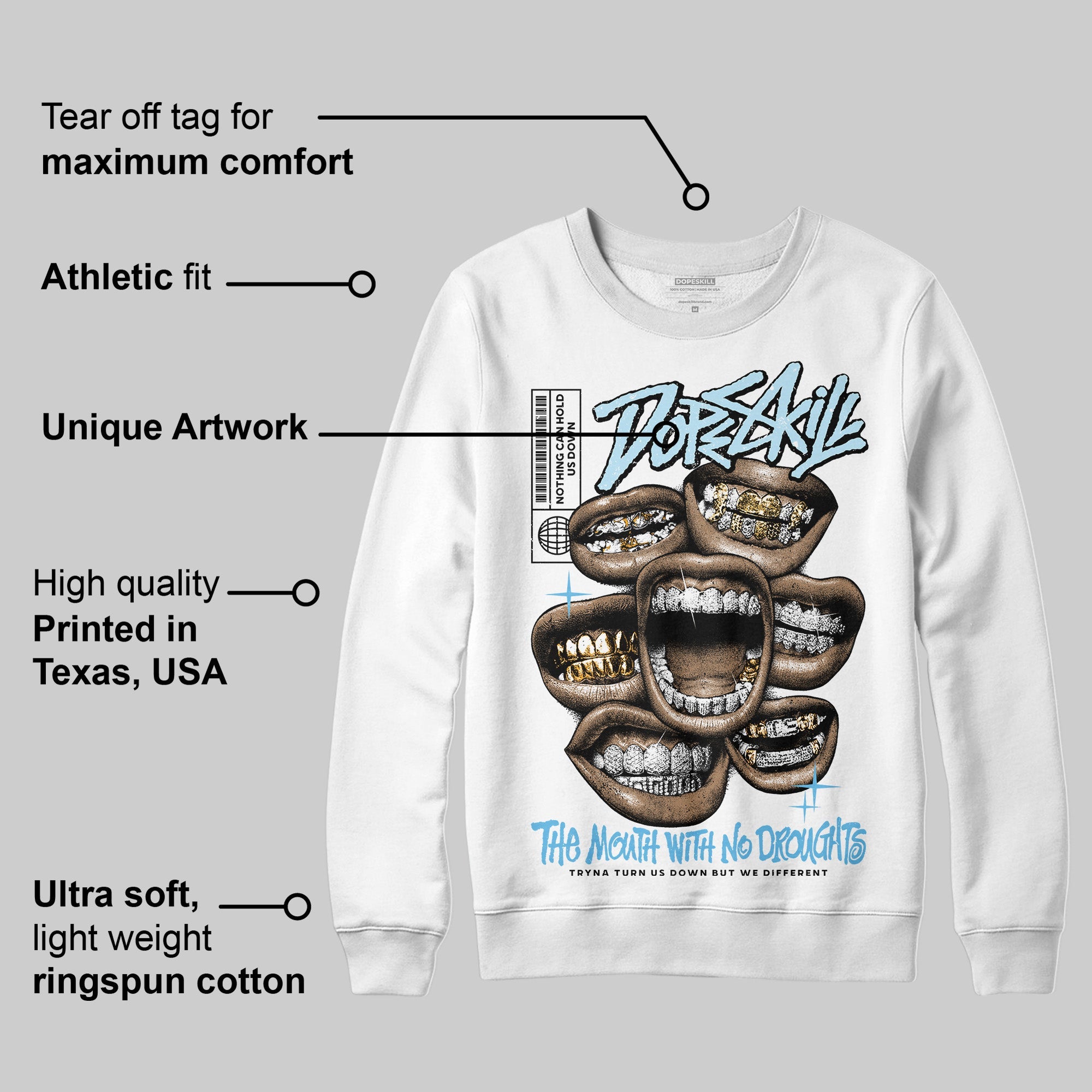 Legend Blue 11s superstreetwear Sweatshirt The Mouth With No Droughts Graphic