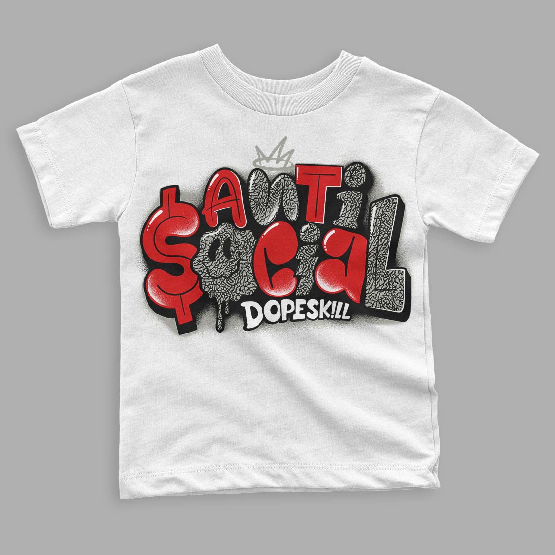 Fire Red 3s superstreetwear Toddler Kids T-shirt Anti Social Graphic