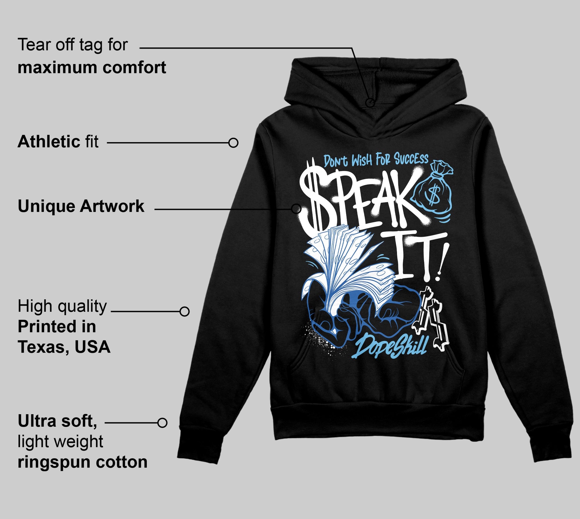 Blueberry 12s superstreetwear Hoodie Sweatshirt Speak It Graphic