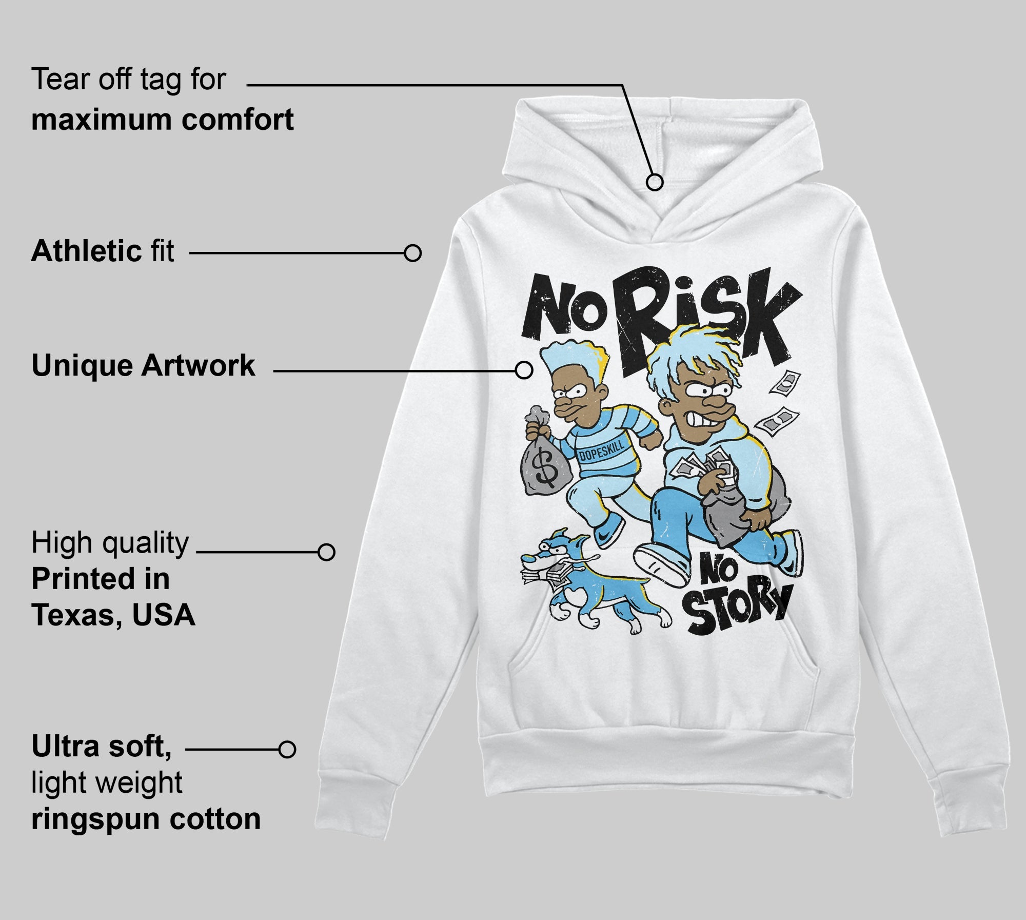 Legend Blue 11s superstreetwear Hoodie Sweatshirt No Risk No Story Graphic