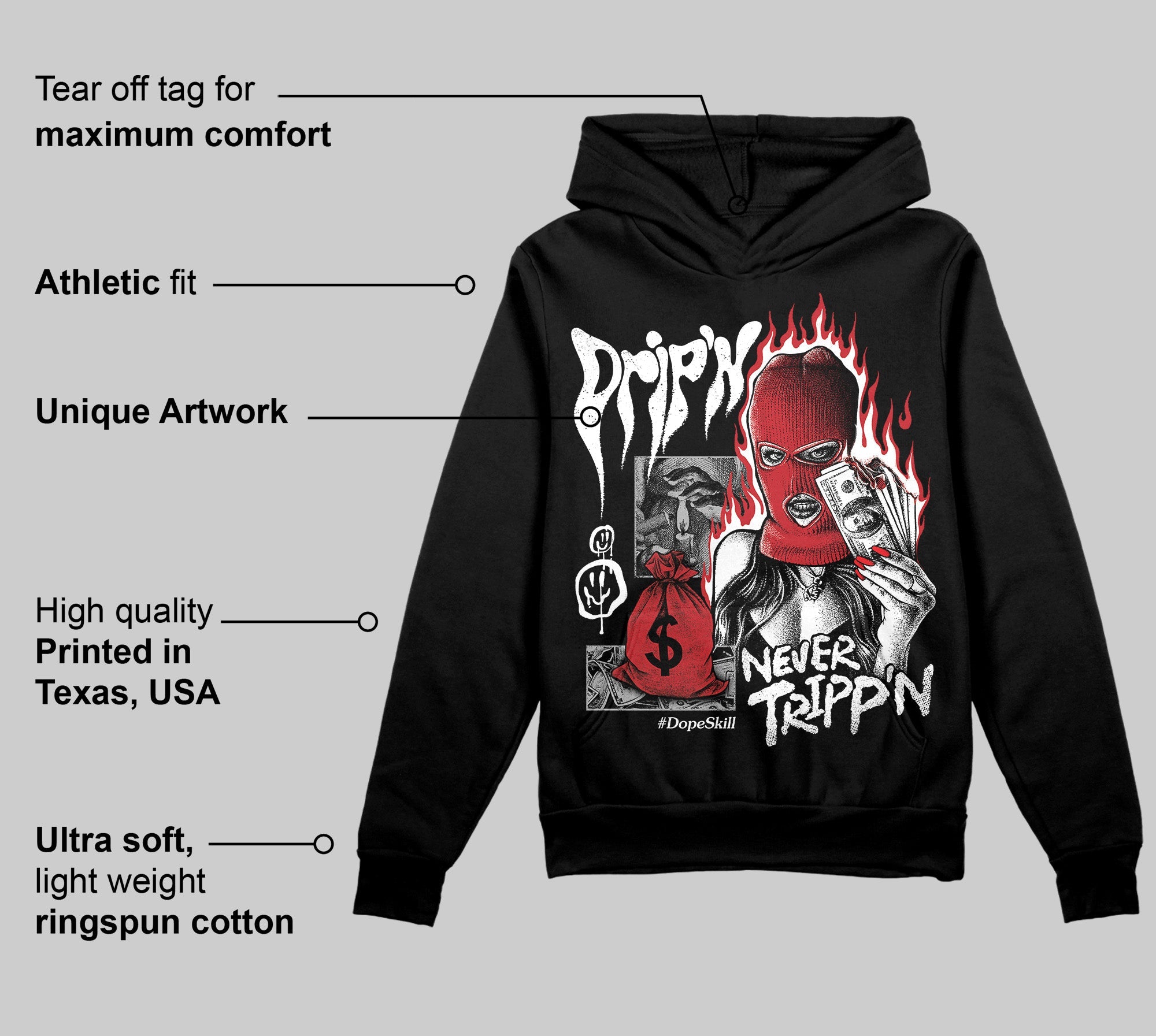 Bred Velvet 11s superstreetwear Hoodie Sweatshirt Drip'n Never Tripp'n Graphic