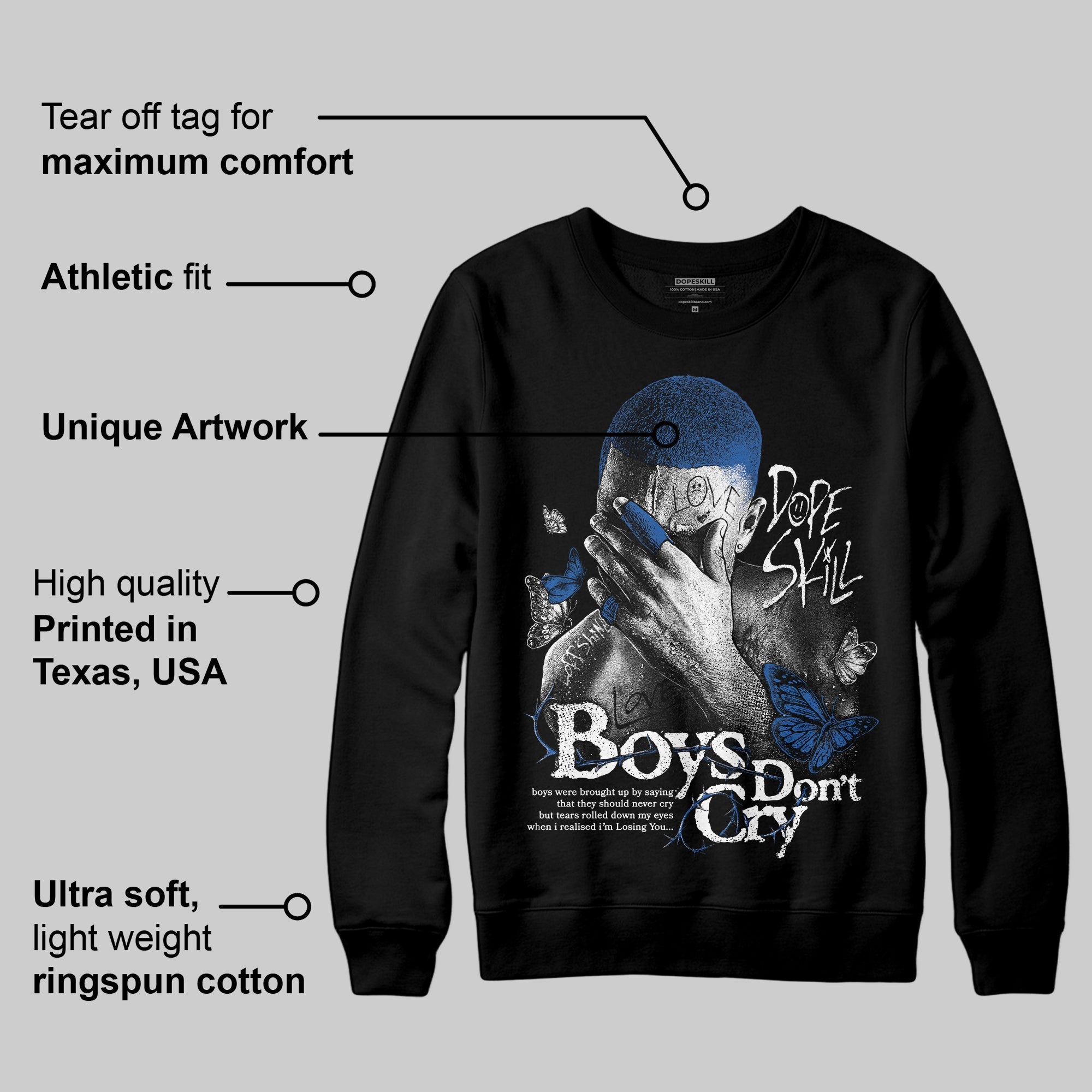 Blueberry 12s superstreetwear Sweatshirt Boys Don't Cry Graphic