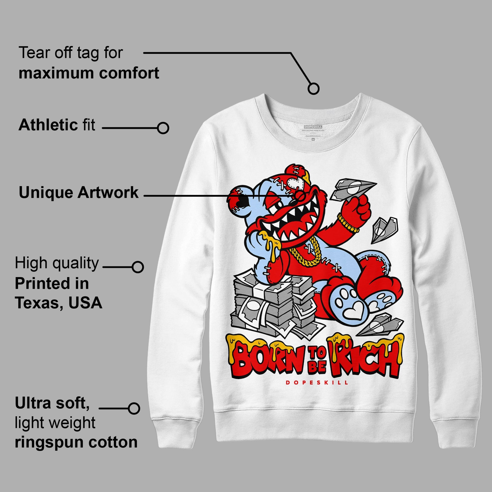 Cherry 11s superstreetwear Sweatshirt Born To Be Rich Graphic
