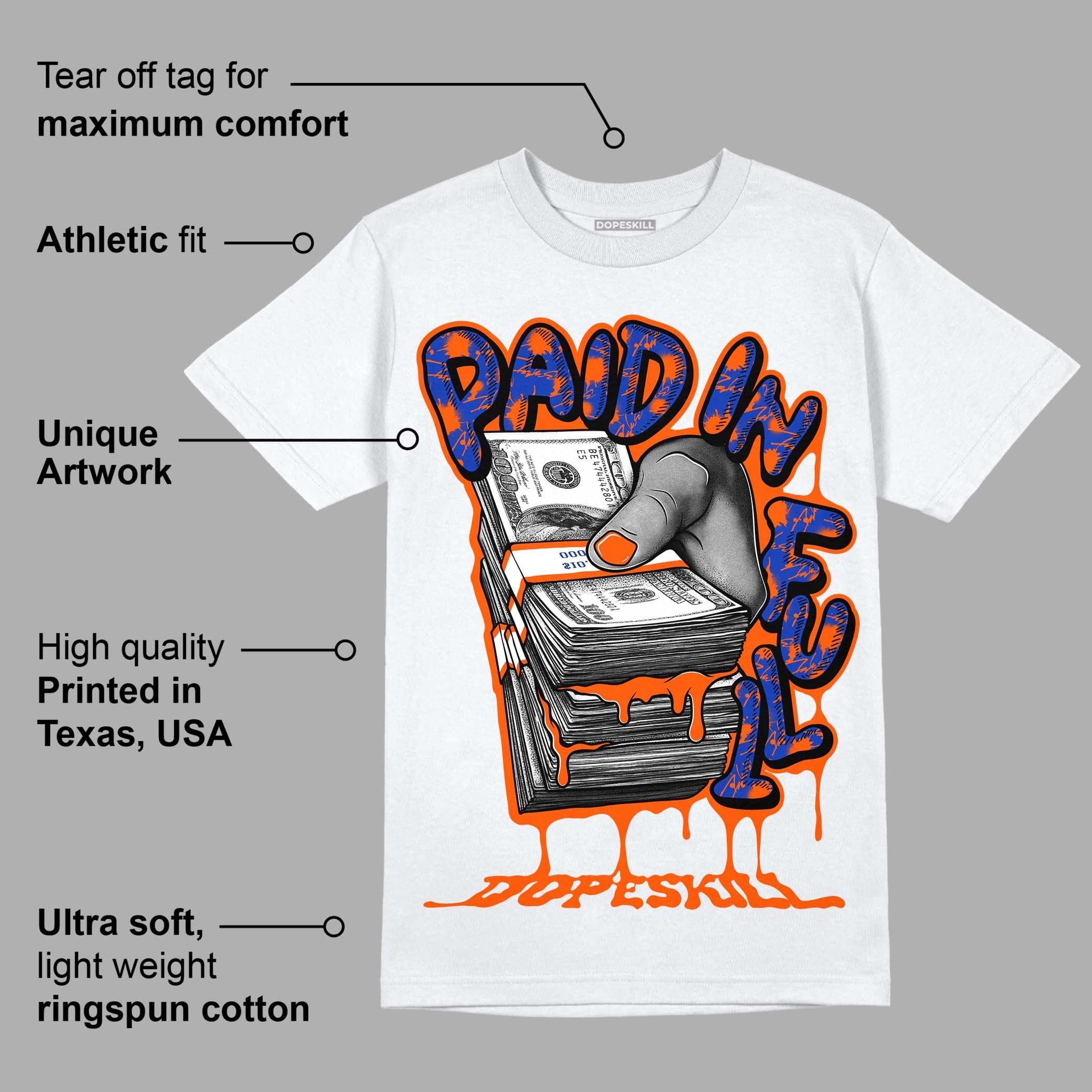 Dunk Low Futura Orange Blaze superstreetwear T-Shirt Paid In Full Graphic