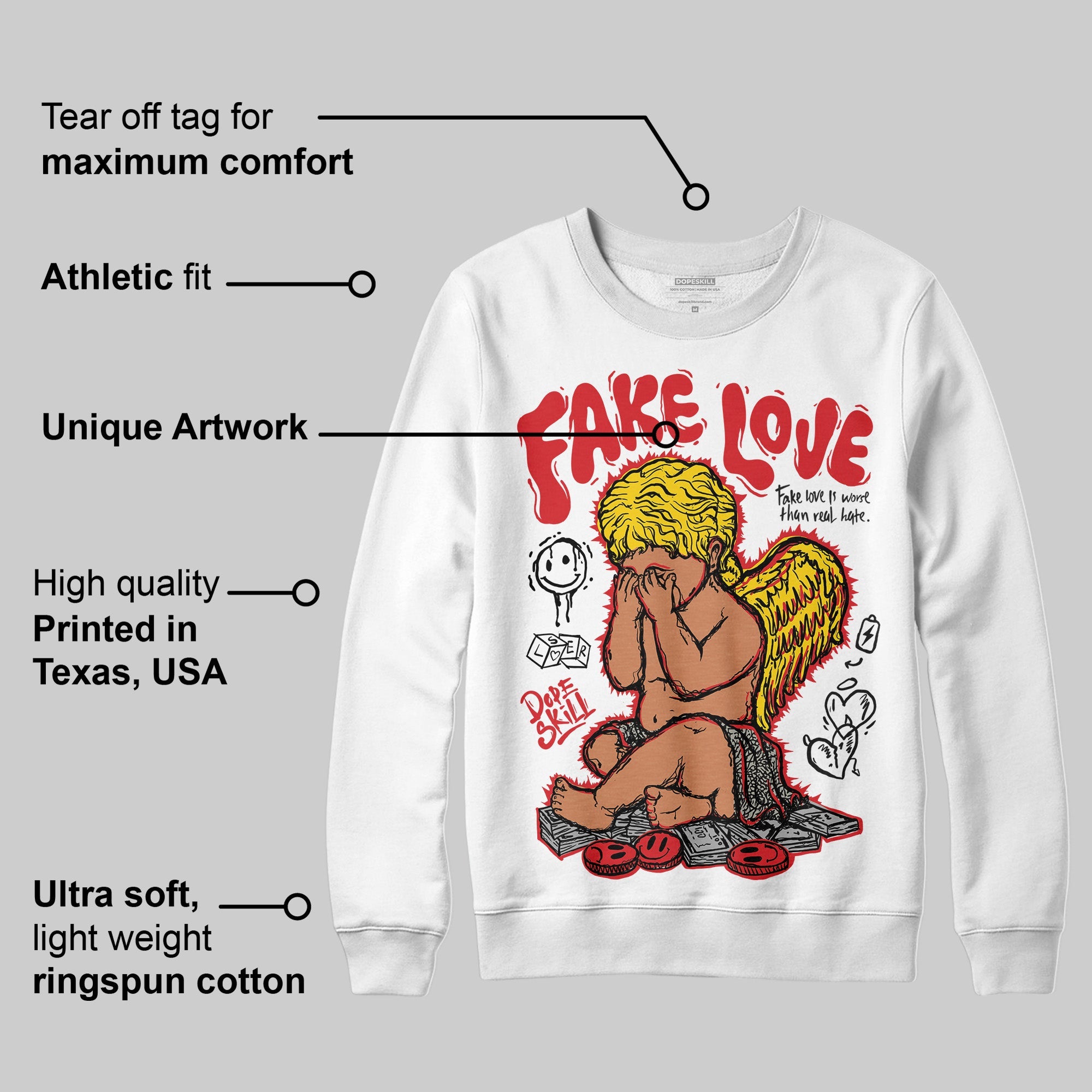 Fire Red 3s superstreetwear Sweatshirt False Love Graphic