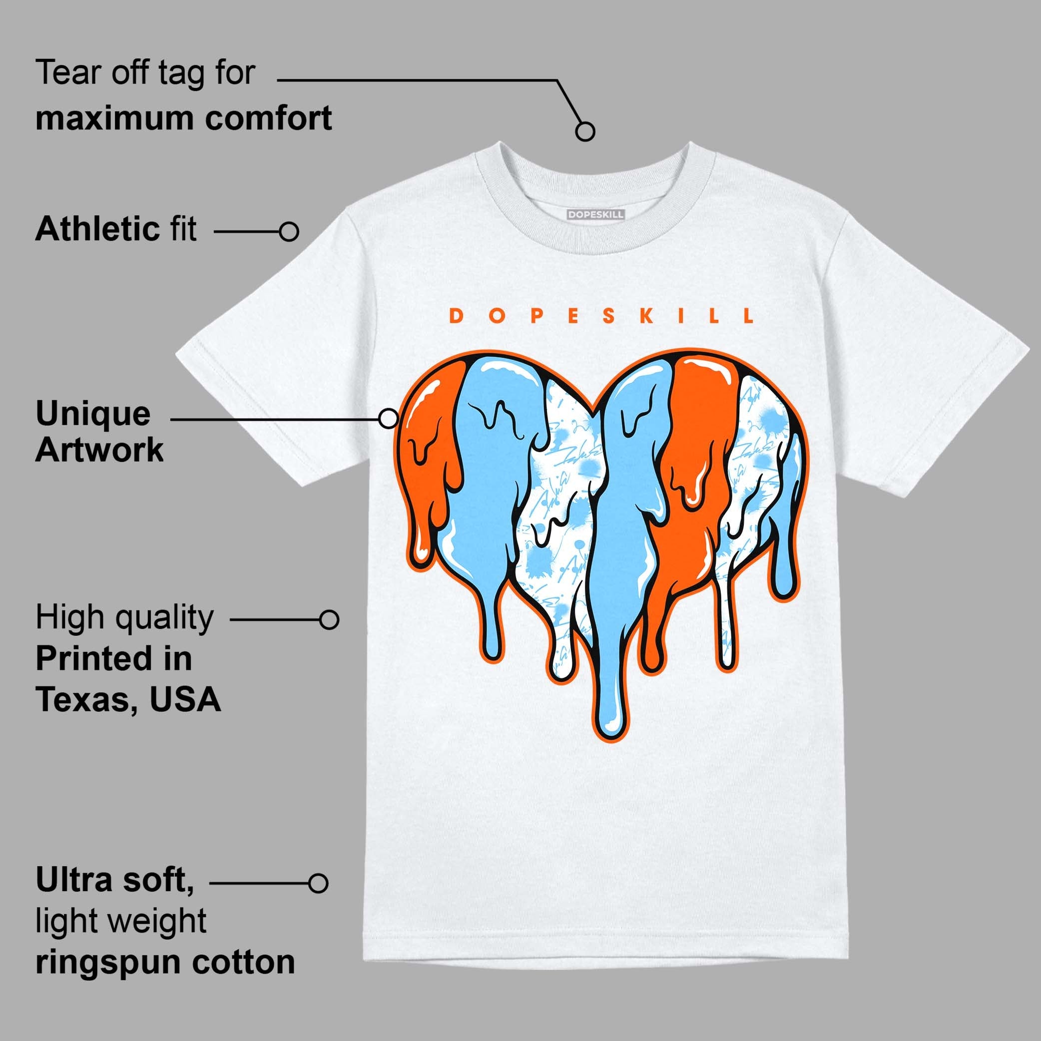 Dunk Low Futura University Blue superstreetwear T-Shirt Slime Drip Heart Graphic