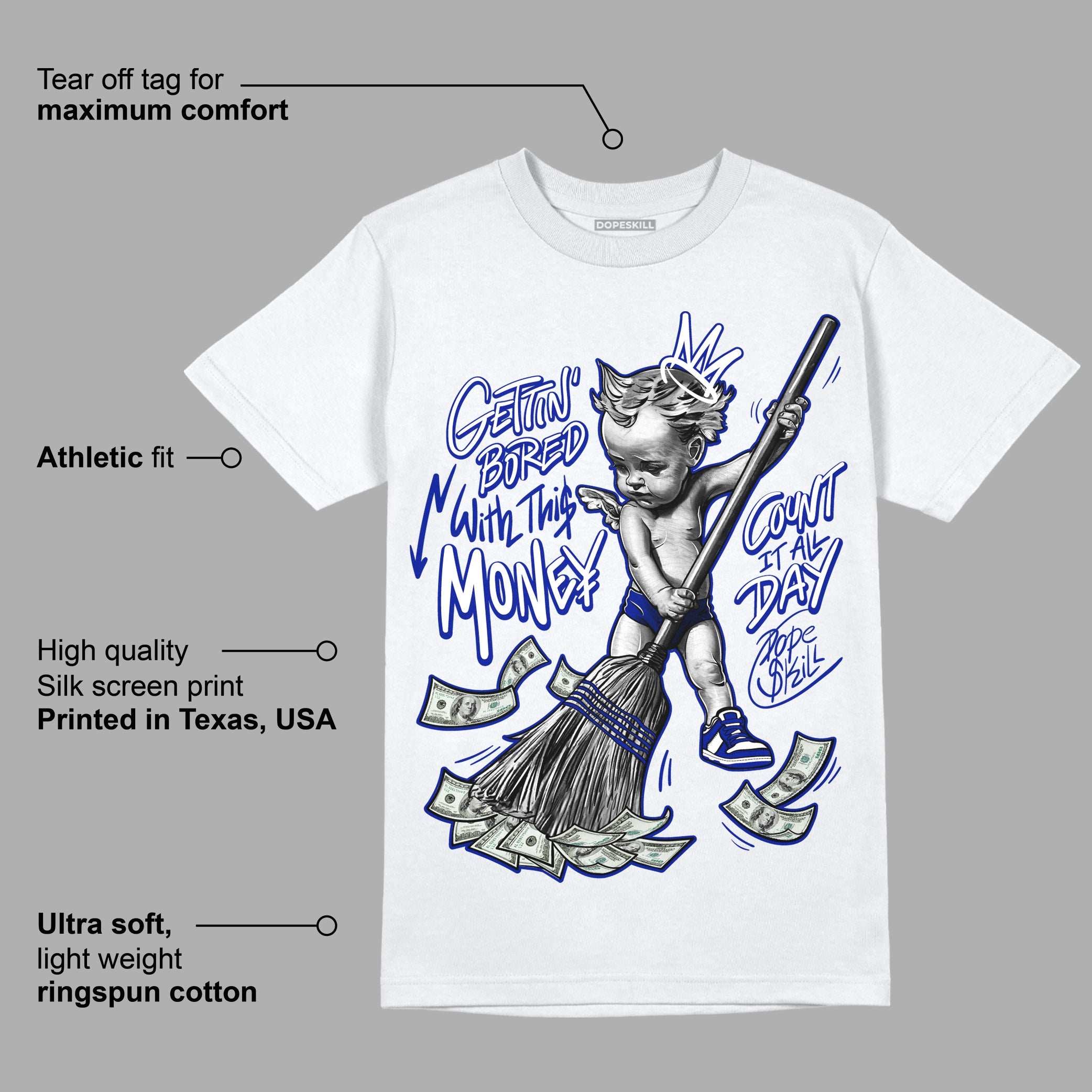Racer Blue White Dunk Low superstreetwear T-Shirt Gettin Bored With This Money Graphic