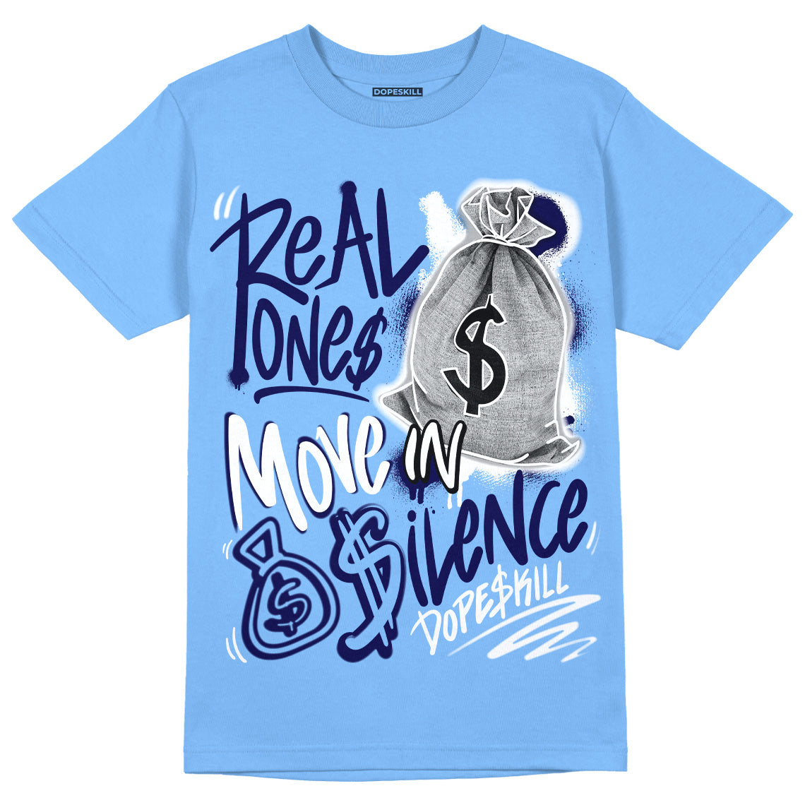 AJ 6 University Blue superstreetwear University Blue T-Shirt Real Ones Move In Silence Graphic
