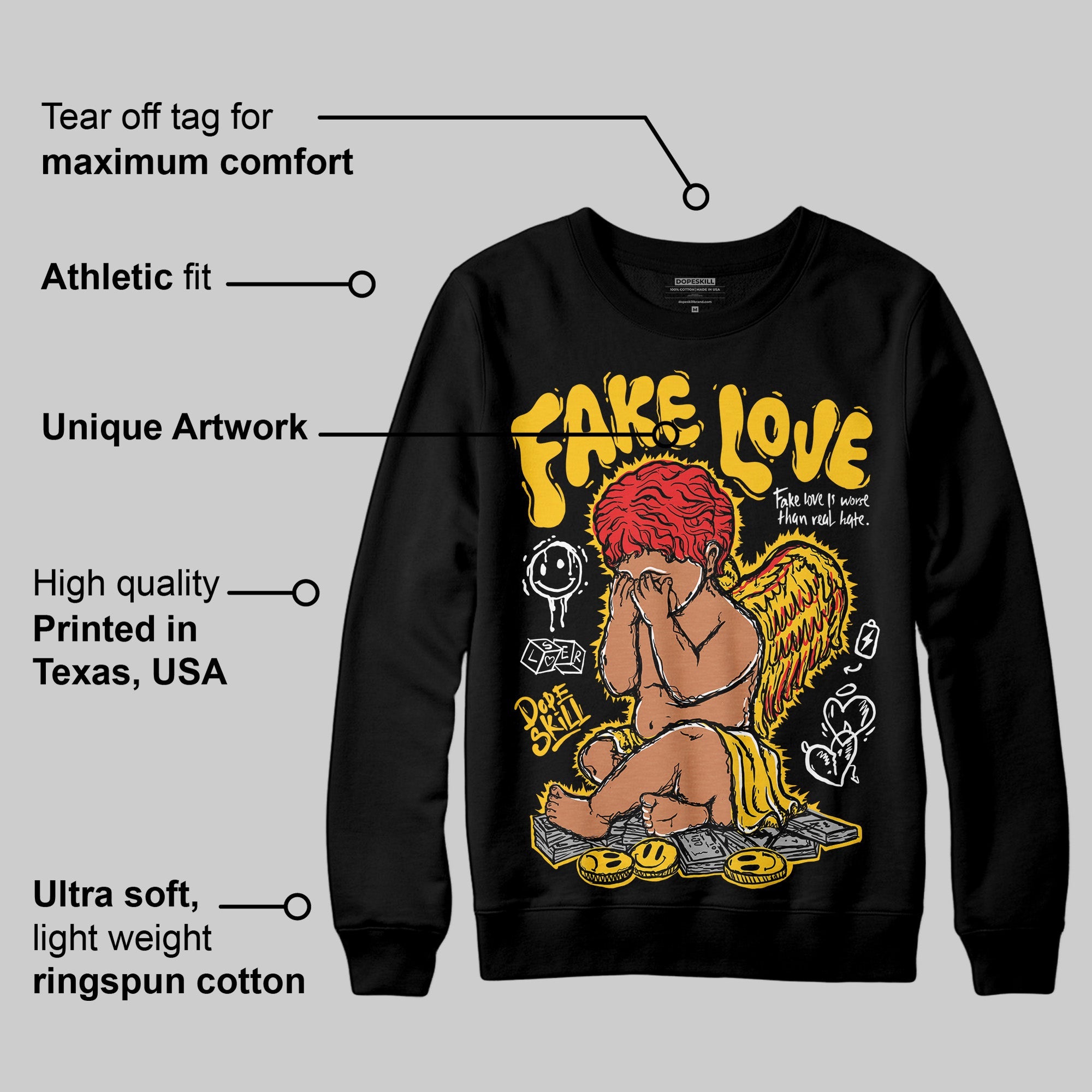 Yellow Collection superstreetwear Sweatshirt False Love Graphic