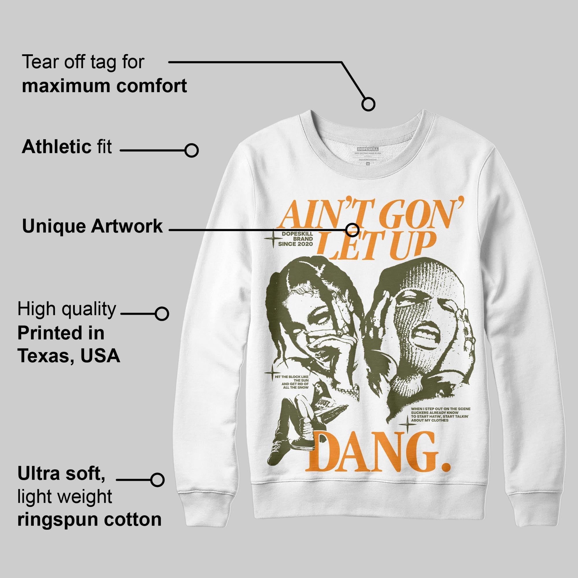 Olive Collection superstreetwear Sweatshirt Ain't Gon' Let Up Graphic