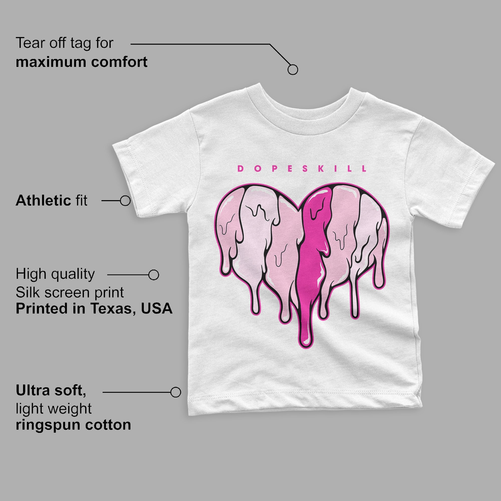 Triple Pink Dunk Low superstreetwear Toddler Kids T-shirt Slime Drip Heart Graphic