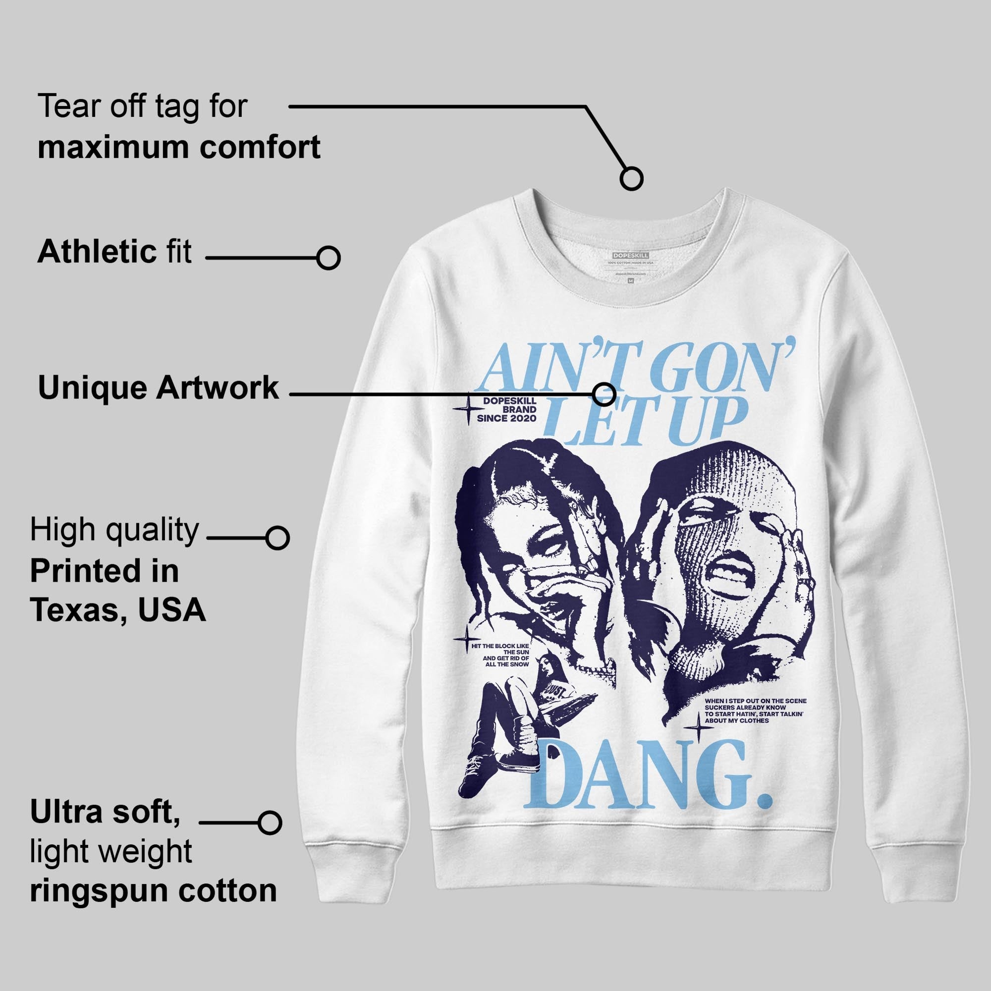 University Blue Collection superstreetwear Sweatshirt Ain't Gon' Let Up Graphic