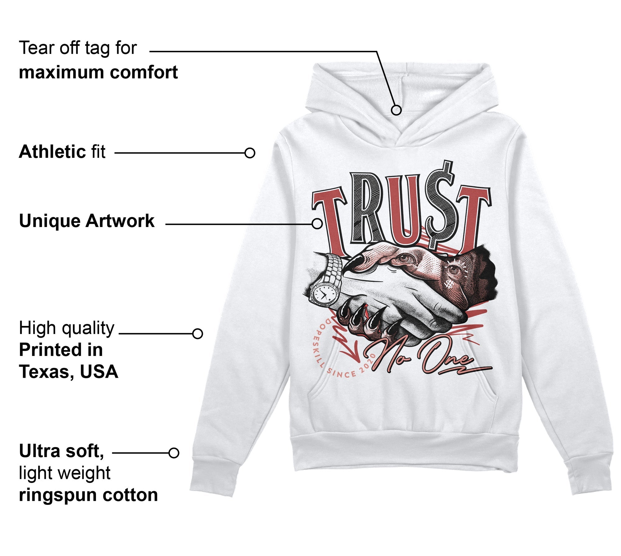 Dune Red 13s superstreetwear Hoodie Sweatshirt Trust No One Graphic