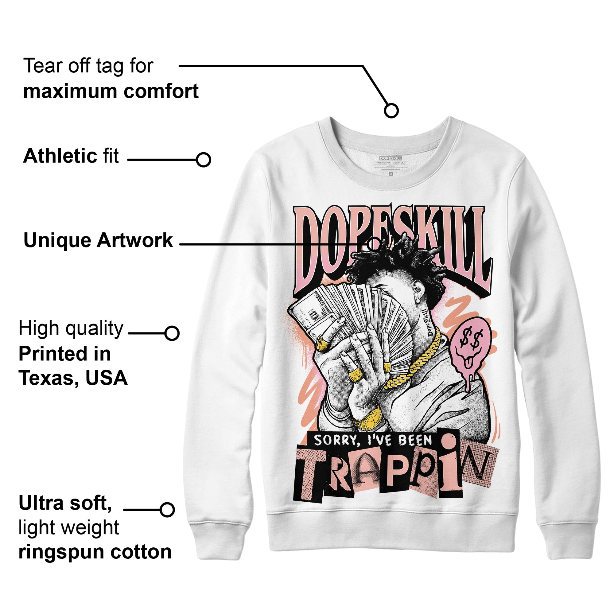 Legend Pink 11s superstreetwear Sweatshirt Sorry I've Been Trappin Graphic