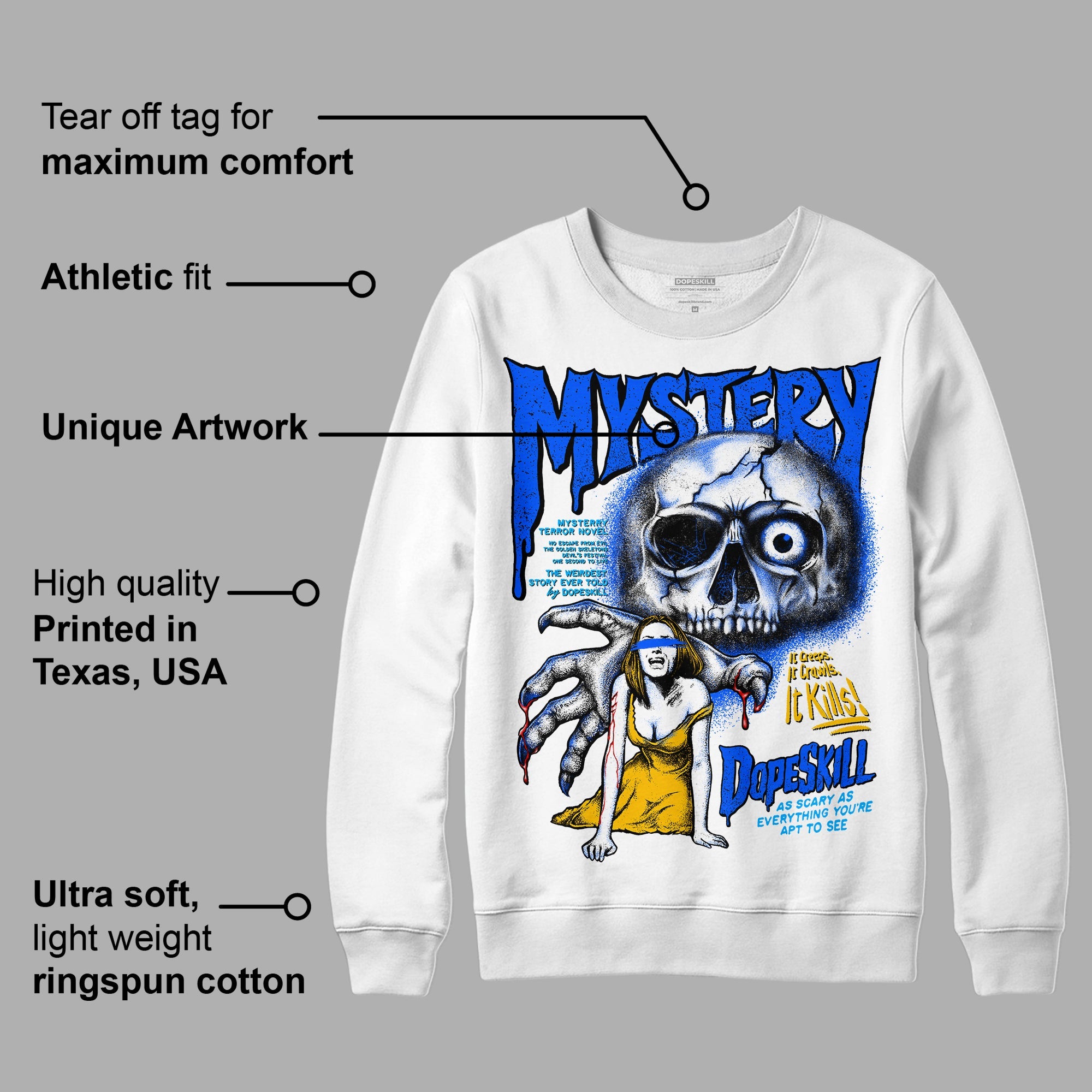 Royal Blue Collection superstreetwear Sweatshirt Mystery Ghostly Grasp Graphic