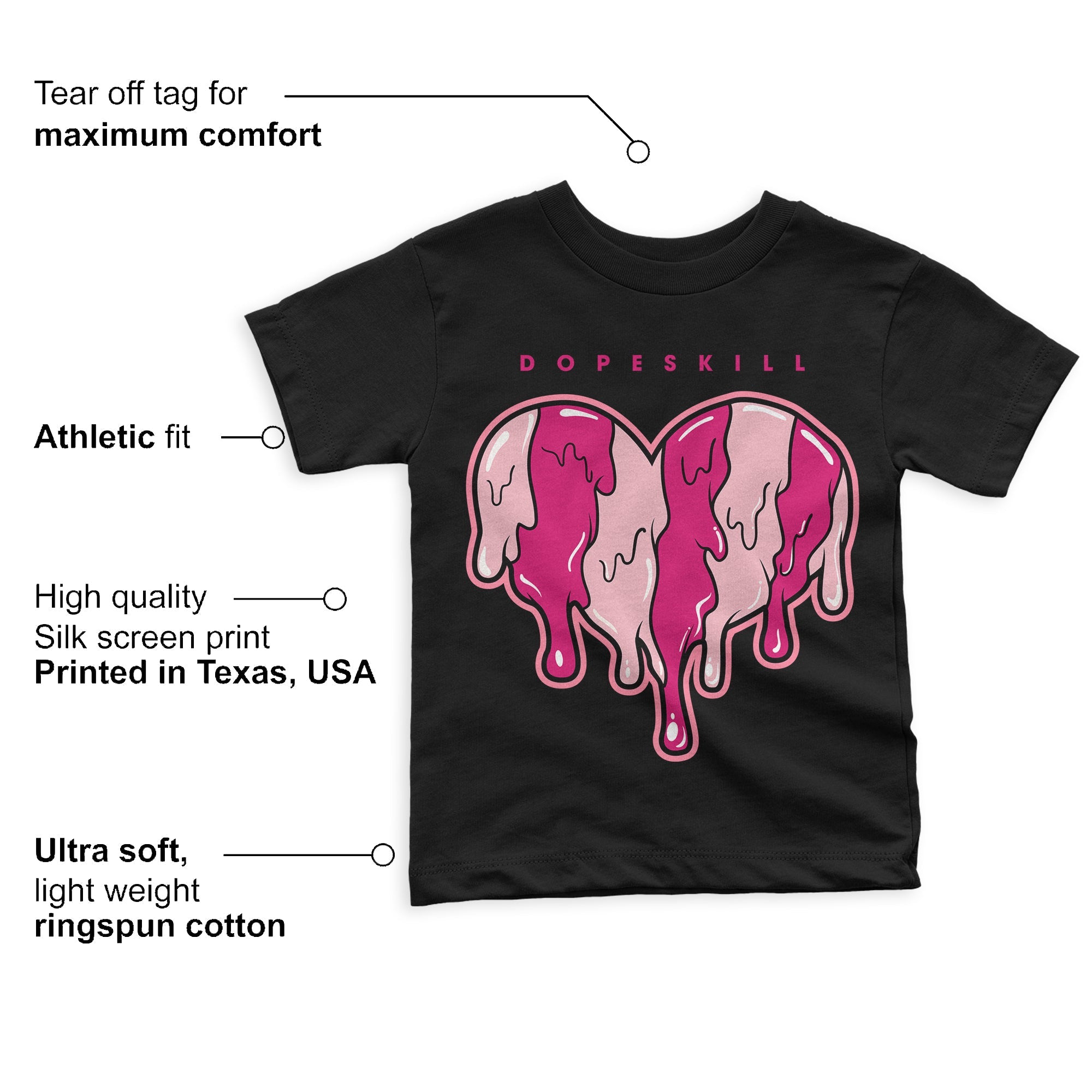 Coral Chalk 1s Mid superstreetwear Toddler Kids T-shirt Slime Drip Heart Graphic